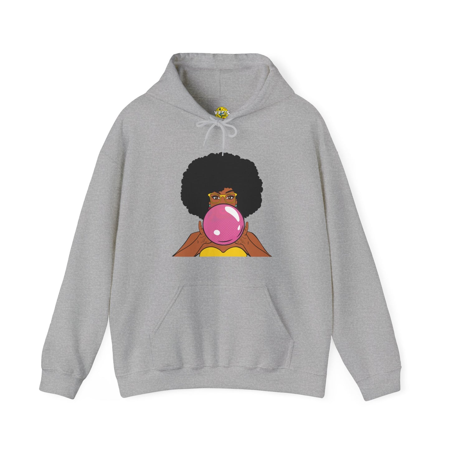 Afro Bubble Pop Art Hoodie, Unique Natural Hair Black Girl Magic Sweatshirt, Joyful African American Woman Playful Illustration Shirt