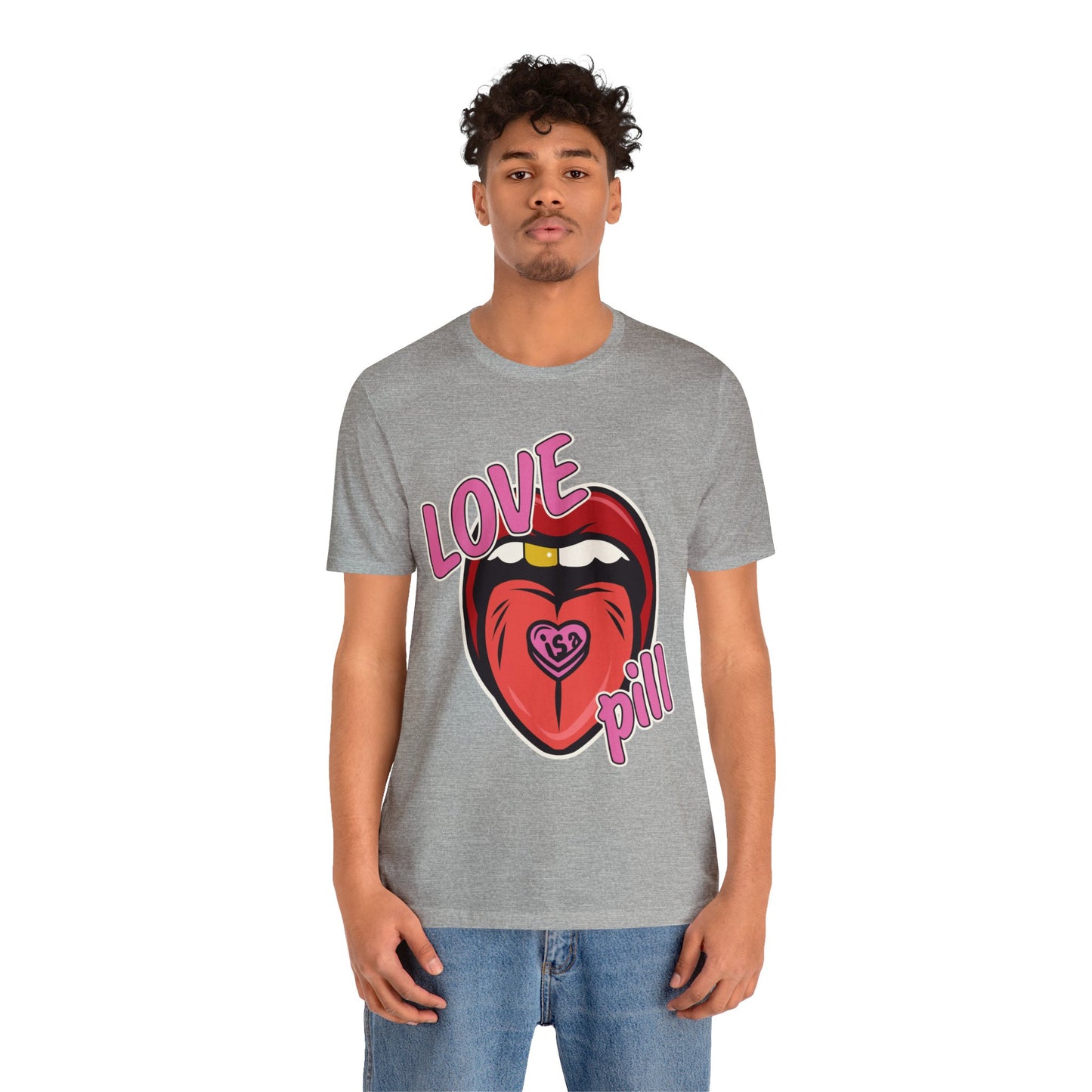 Love is a Pill Anti Valentines Shirt - Pop Art Valentines Day Shirt - Graphic Illustration Valentines tshirt - Tongue Graphic tshirt