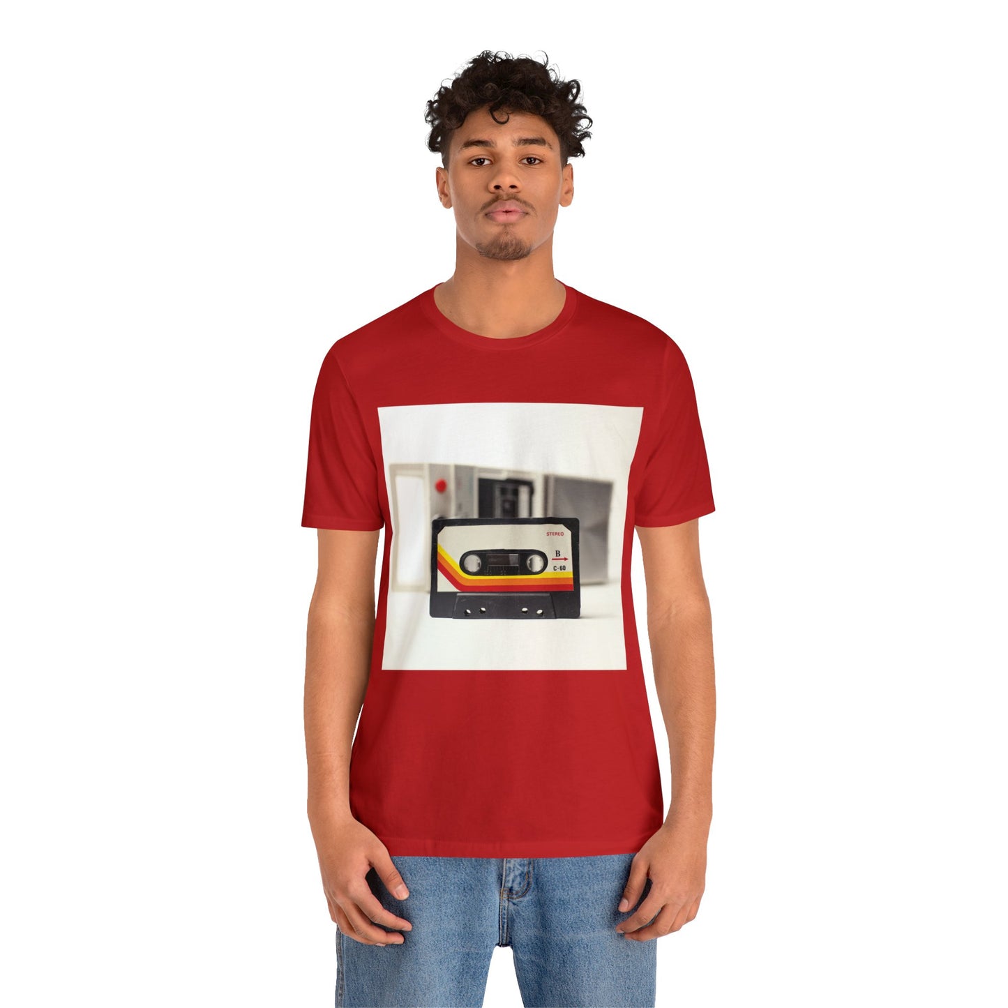 Retro Handheld Cassette Player & Tape Short Sleeve T-Shirt - Vintage Music Lover Tee, Nostalgic Graphic Shirt