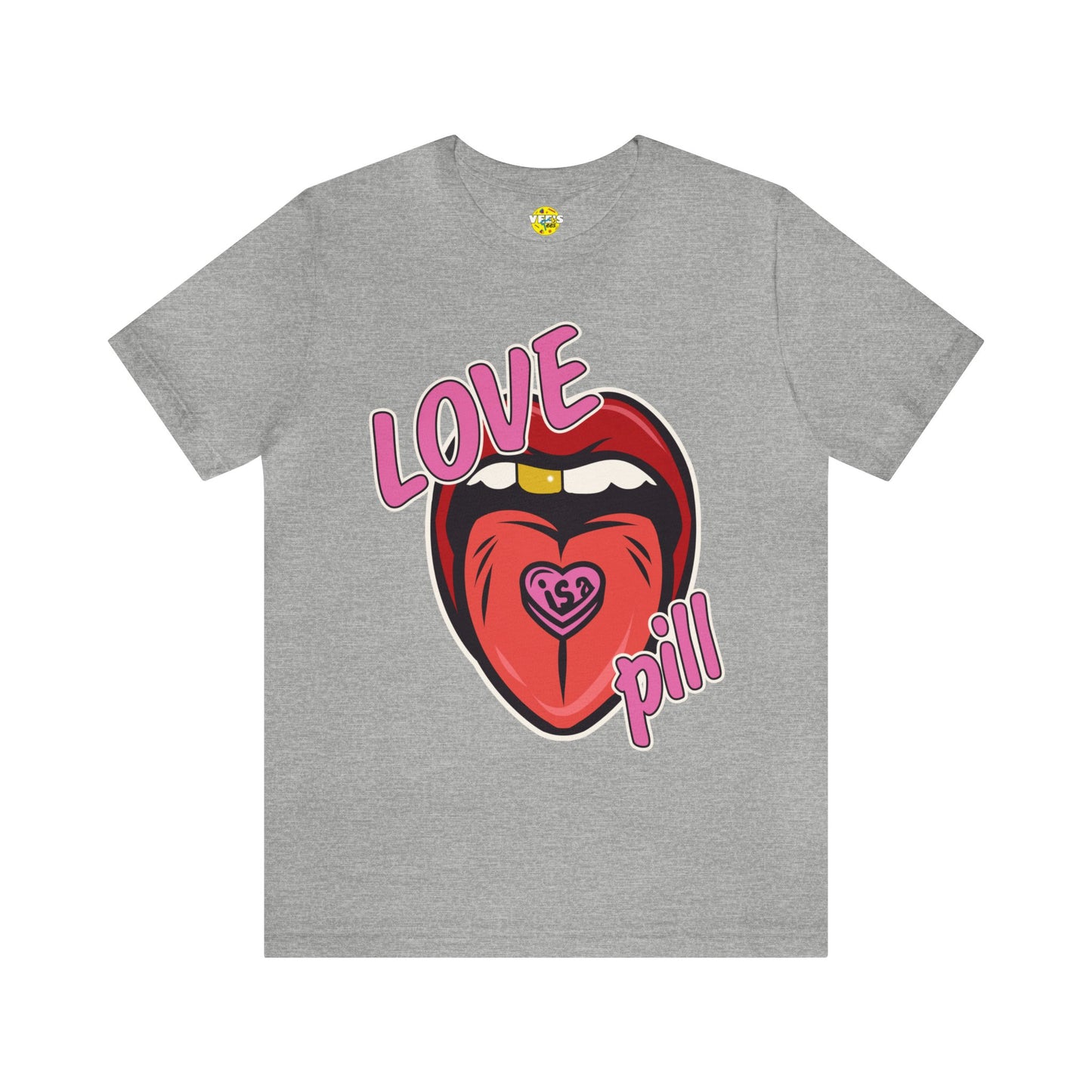 Love is a Pill Anti Valentines Shirt - Pop Art Valentines Day Shirt - Graphic Illustration Valentines tshirt - Tongue Graphic tshirt