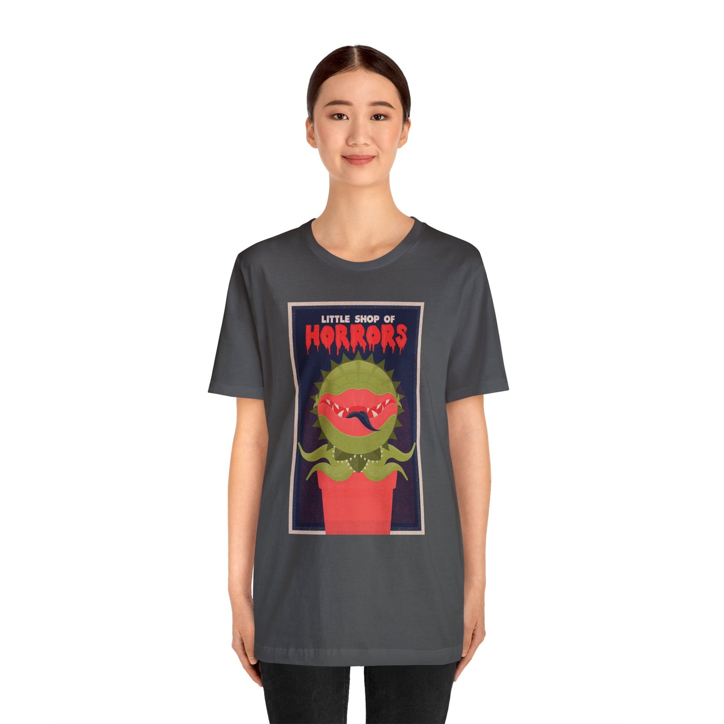 Halloween Audrey II Little Shop of Horrors Short Sleeve T-Shirt - Retro Horror Movie Graphic Tee, Vintage Plant Monster Shirt