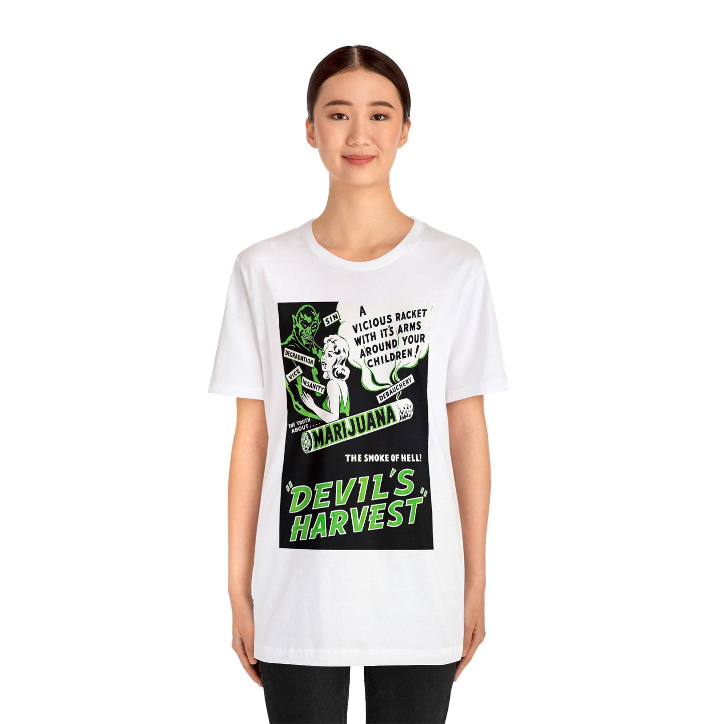 Vintage Reefer Madness 'Devil's Harvest' Movie Poster Short Sleeve T-Shirt - Retro Cult Classic Tee