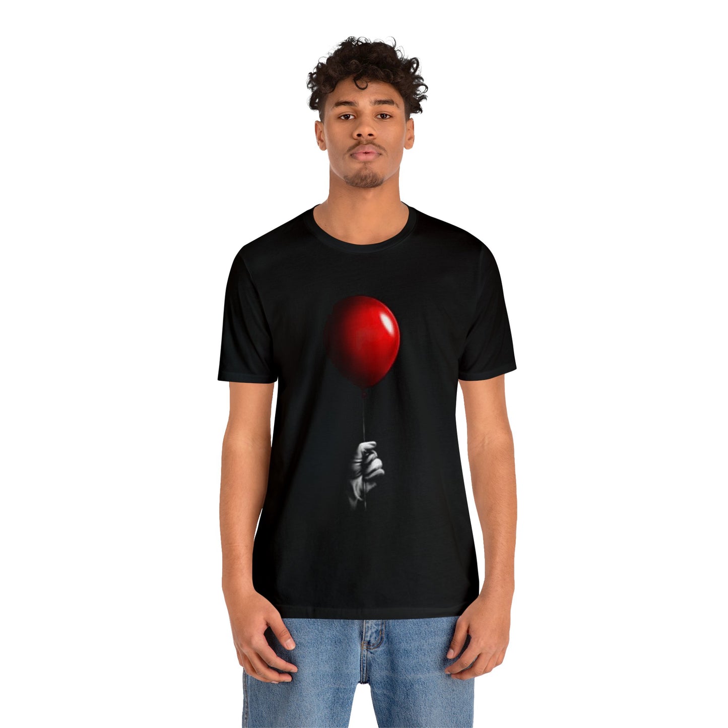 Halloween Pennywise Red Balloon Short Sleeve T-Shirt - IT Movie Inspired Tee, Horror Fan Graphic Shirt