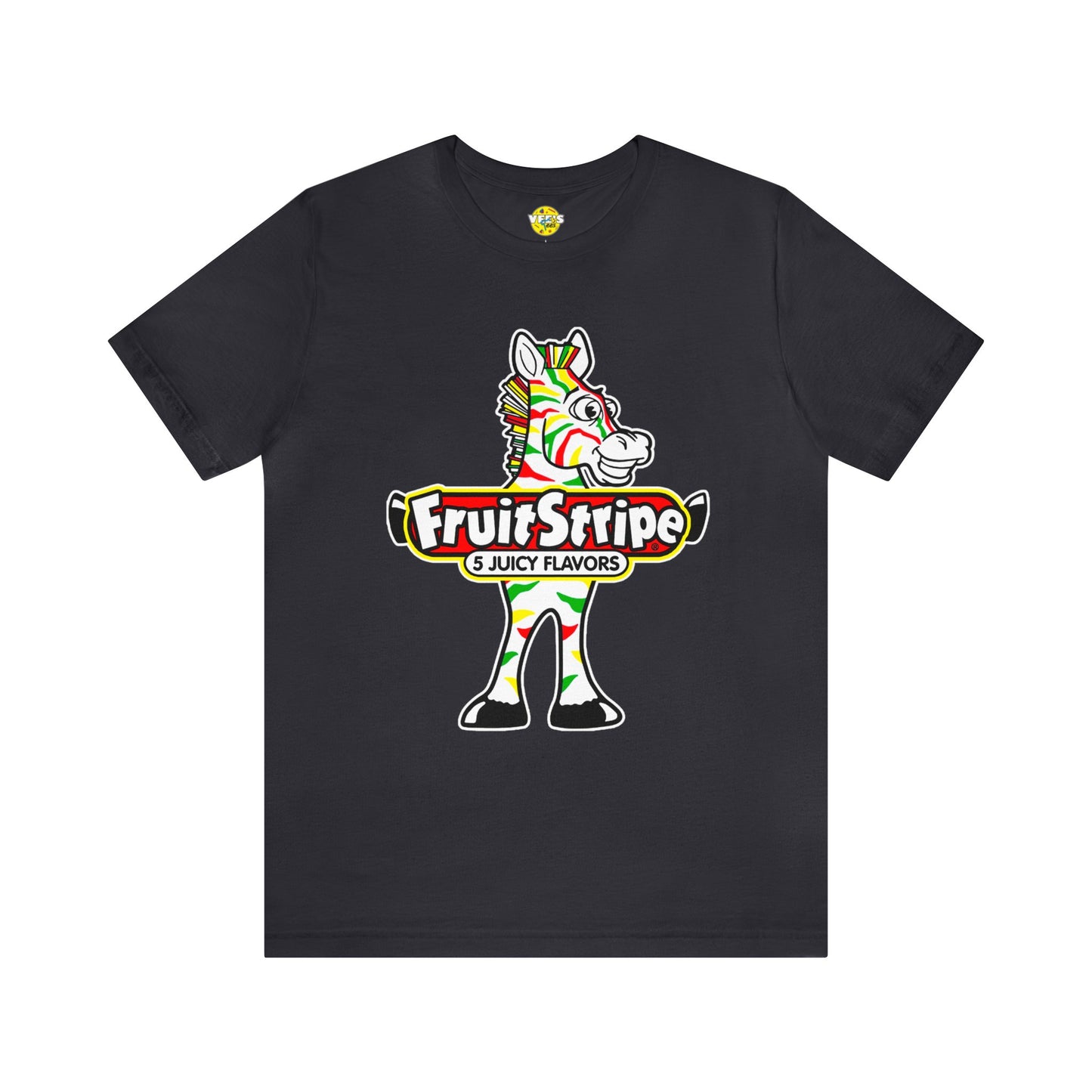 Yikes the Zebra Retro Stripe Tee - Nostalgic Fruit Stripe Gum Design