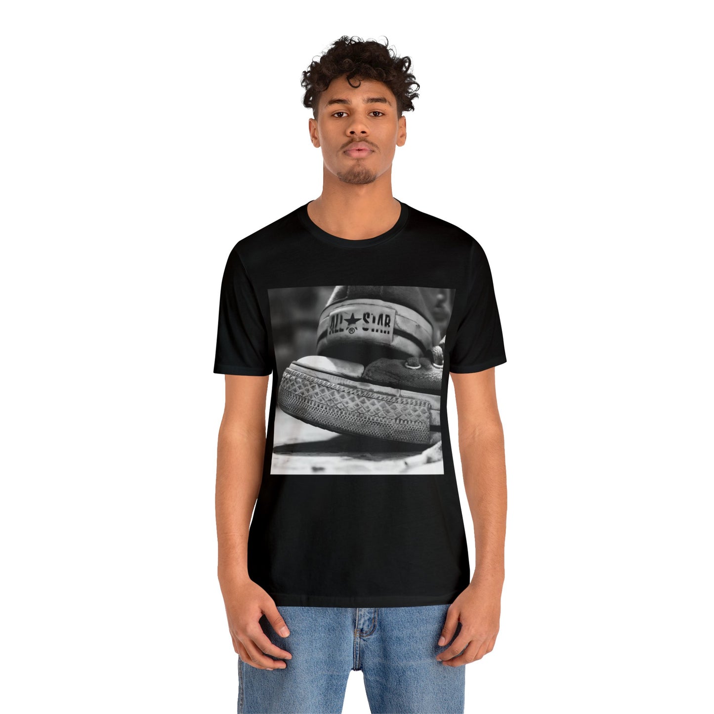 Zoomed Chuck Taylor All-Stars In Black & White Short Sleeve T-Shirt - Classic Sneaker Lover Tee, Vintage Shoe Graphic Shirt