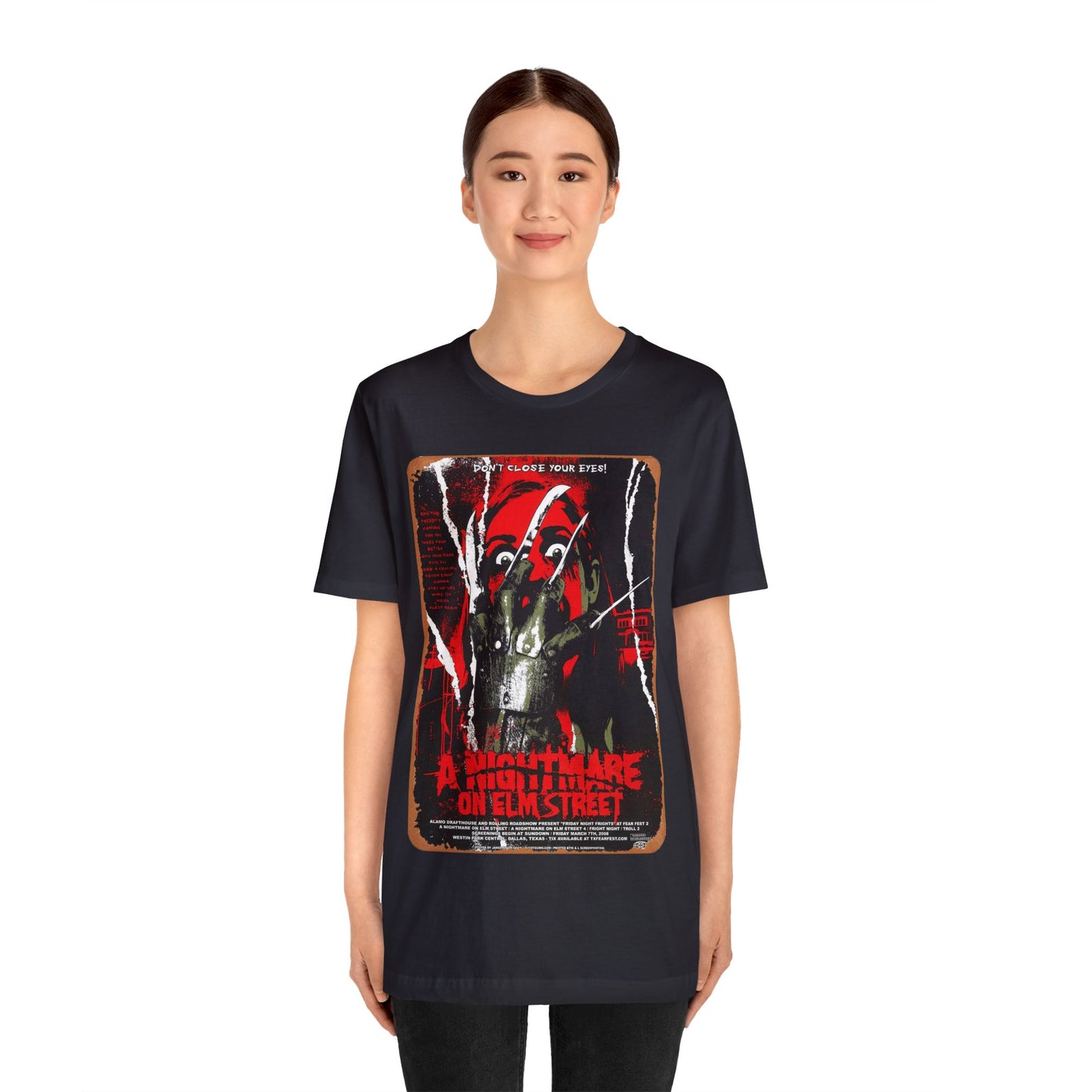 Halloween, A Nightmare on Elm Street Vintage Movie Poster Short Sleeve T-Shirt - Classic Horror Tee, 80s Film Graphic Shirt