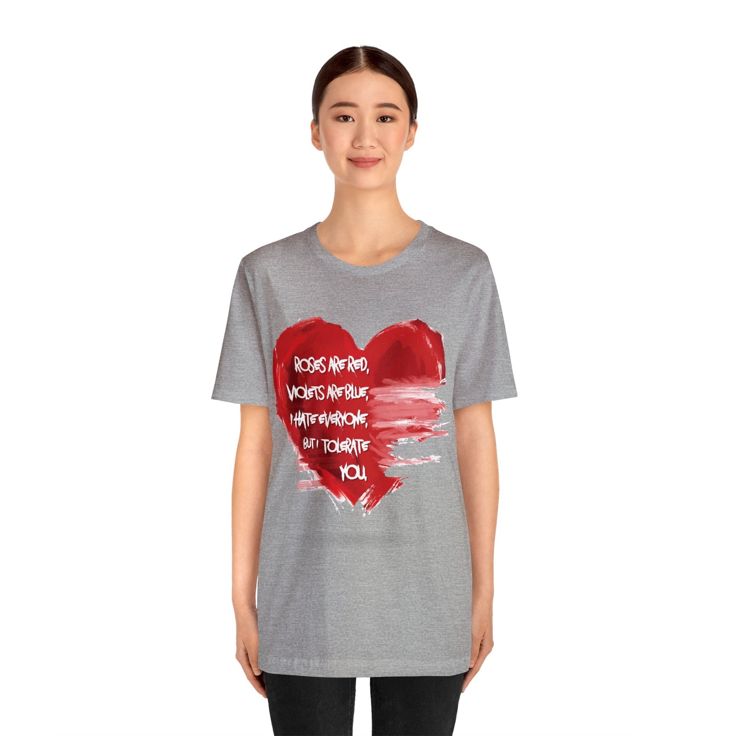 Grunge Heart Poetry Tee - Rebellious Anti-Valentines Day Tshirt - Edgy Unique Graphic Heart Illustration Shirt