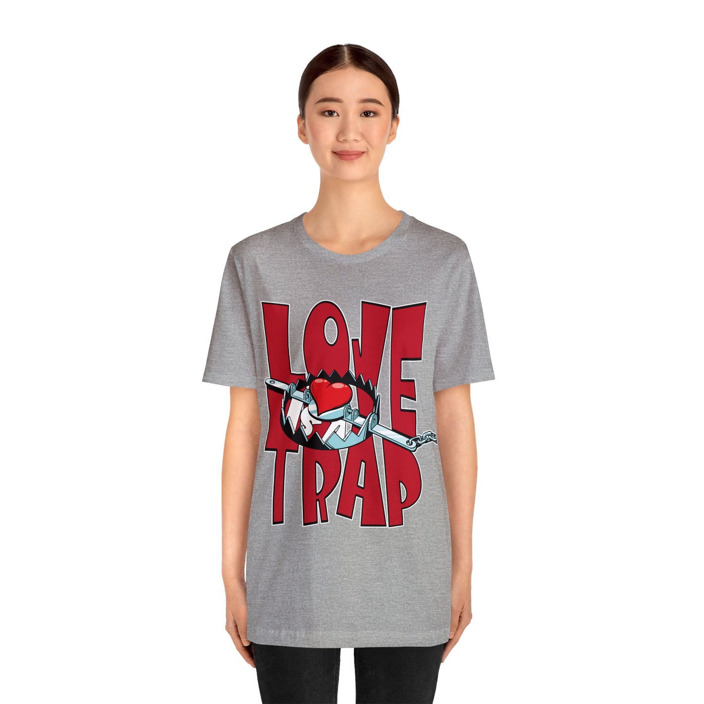 Love is a Trap Bear Trap Heart Graphic Tee - Anti Valentine Alternative Love Paradox Shirt - Valentines Day Unique Love Tshirt