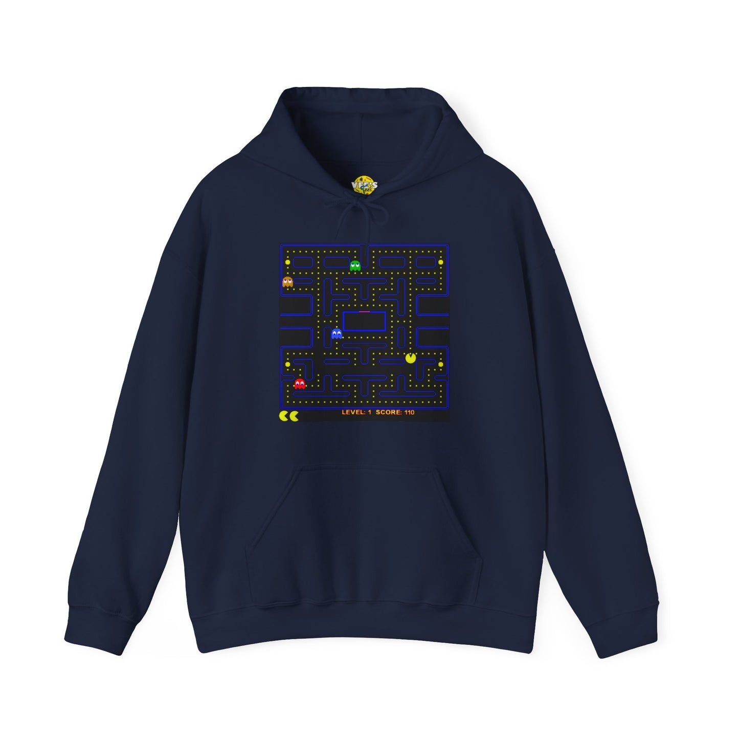 Retro Pac-Man Arcade Game Hooded Sweatshirt, Classic Vintage Gamer Tee, 80s Classic Arcade Gamer Hoodie