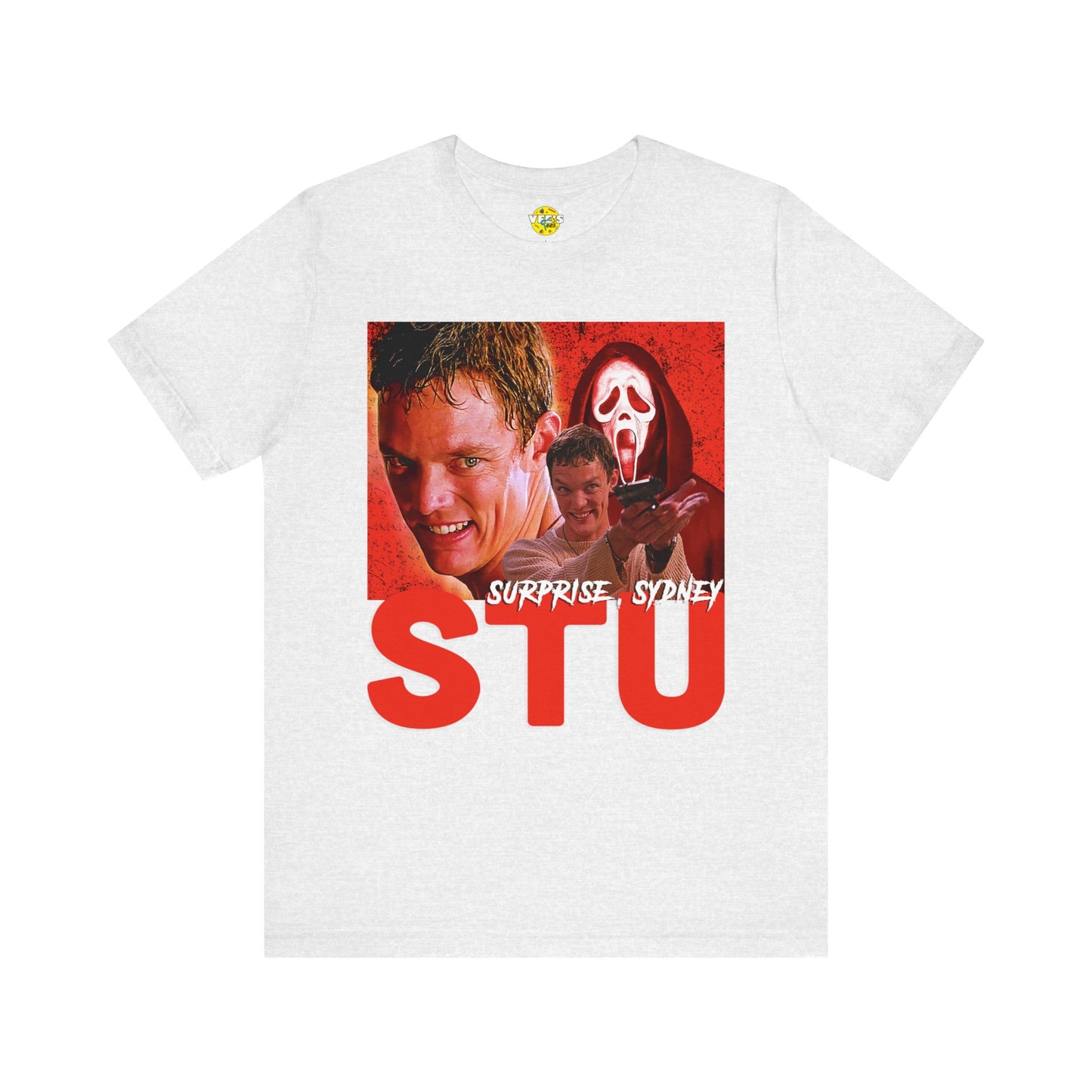 Halloween Stu Macher Scream Movie Graphic Short Sleeve T-Shirt - Retro Horror Film Tee, Iconic Villain Character Shirt