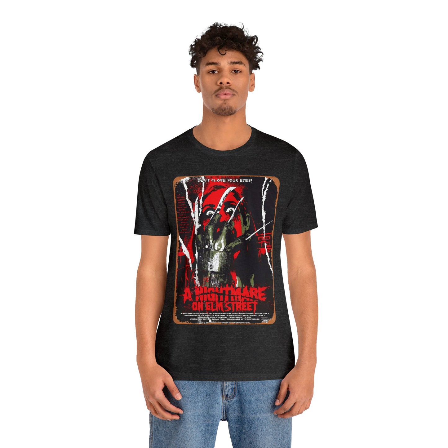 Halloween, A Nightmare on Elm Street Vintage Movie Poster Short Sleeve T-Shirt - Classic Horror Tee, 80s Film Graphic Shirt