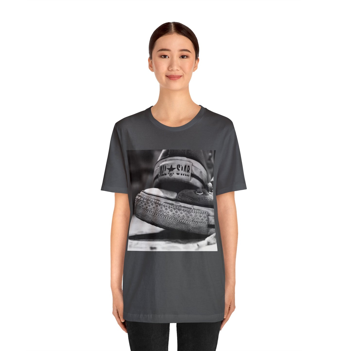 Zoomed Chuck Taylor All-Stars In Black & White Short Sleeve T-Shirt - Classic Sneaker Lover Tee, Vintage Shoe Graphic Shirt