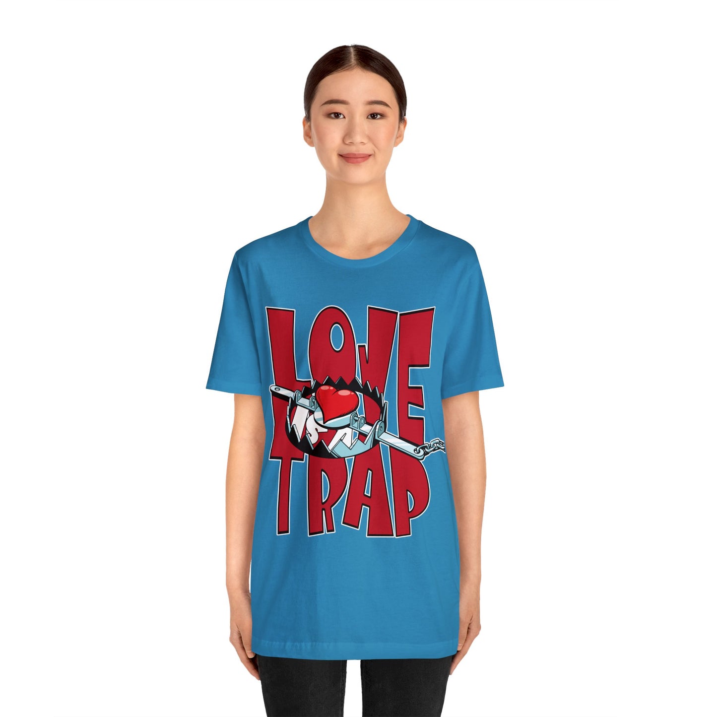 Love is a Trap Bear Trap Heart Graphic Tee - Anti Valentine Alternative Love Paradox Shirt - Valentines Day Unique Love Tshirt