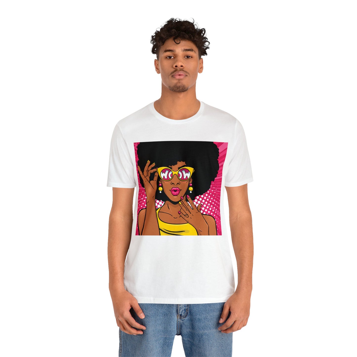 Pop Art Melanated Queen with Sunglasses Short Sleeve T-Shirt - Empowering Graphic Tee, Diverse Art Fashion