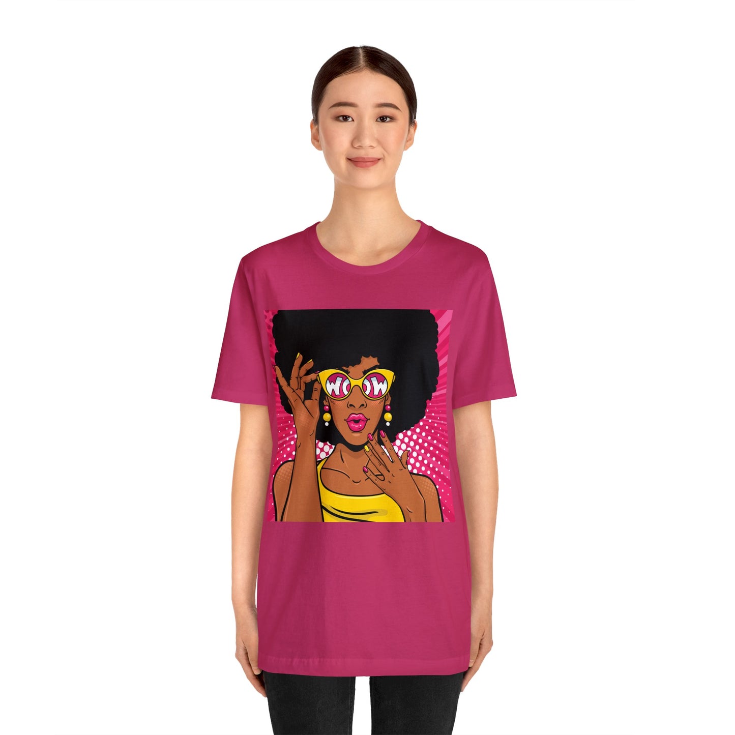 Pop Art Melanated Queen with Sunglasses Short Sleeve T-Shirt - Empowering Graphic Tee, Diverse Art Fashion