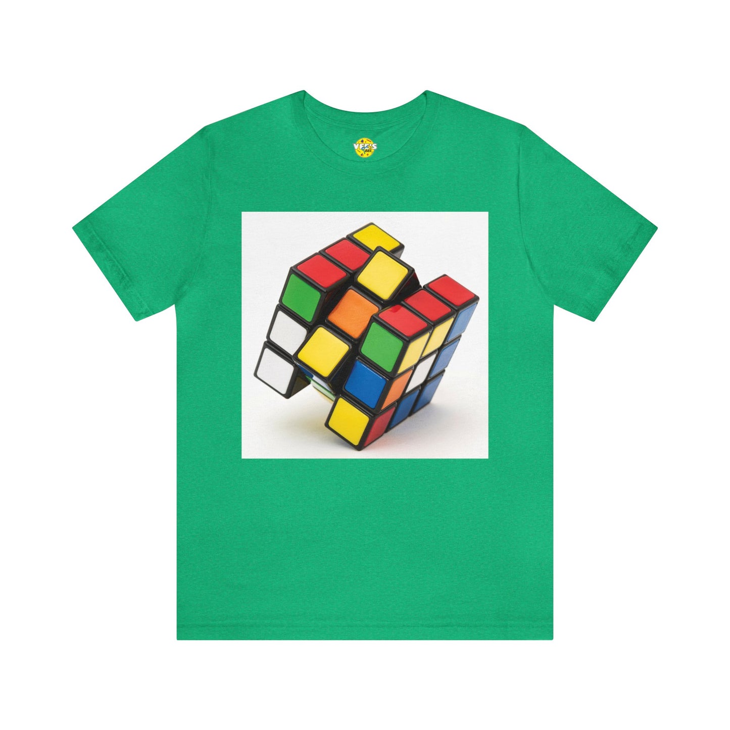 Retro Rubik's Cube Short Sleeve T-Shirt White Background - 80s Puzzle Lover Tee, Nostalgic Graphic Shirt