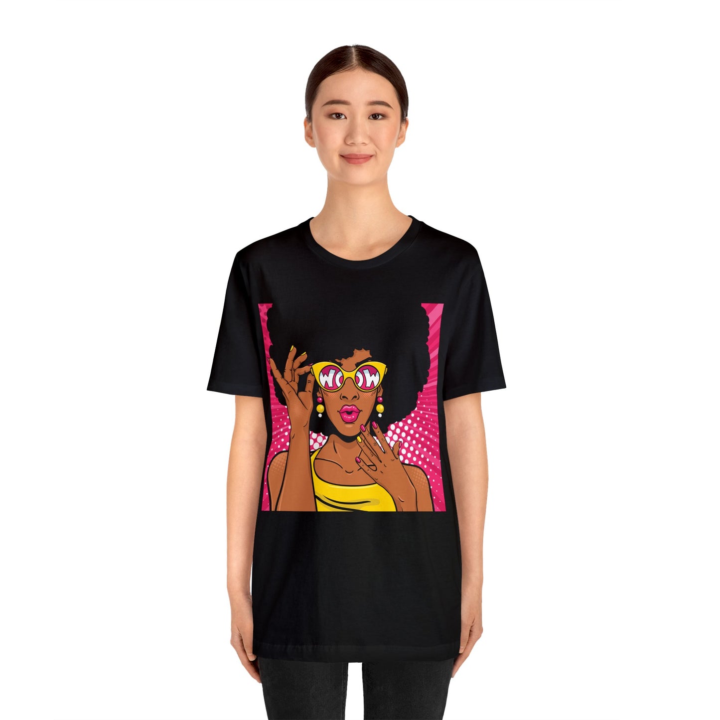 Pop Art Melanated Queen with Sunglasses Short Sleeve T-Shirt - Empowering Graphic Tee, Diverse Art Fashion