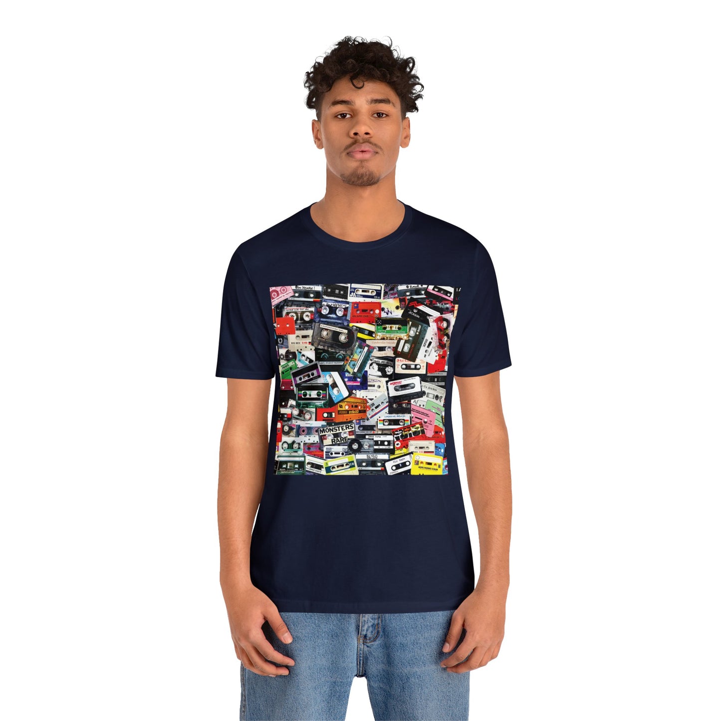 Retro 80s Mixtape Collage Short Sleeve T-Shirt - Vintage Music Lover Tee, Nostalgic Graphic Shirt