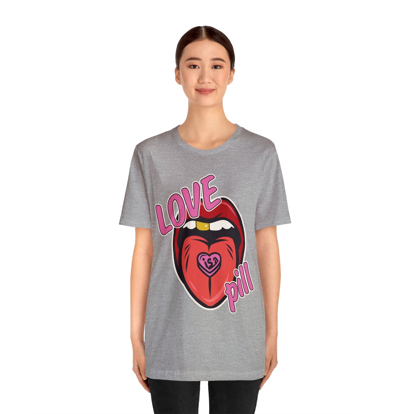 Love is a Pill Anti Valentines Shirt - Pop Art Valentines Day Shirt - Graphic Illustration Valentines tshirt - Tongue Graphic tshirt