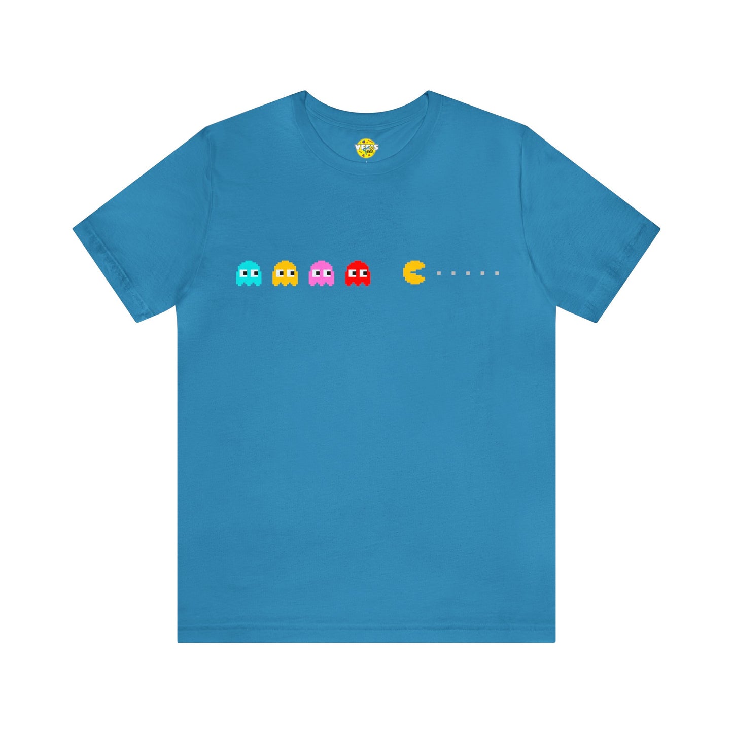 Pac-Man Ghosts Pixel Art T-Shirt - Retro Gamer Tee with Chasing Ghosts