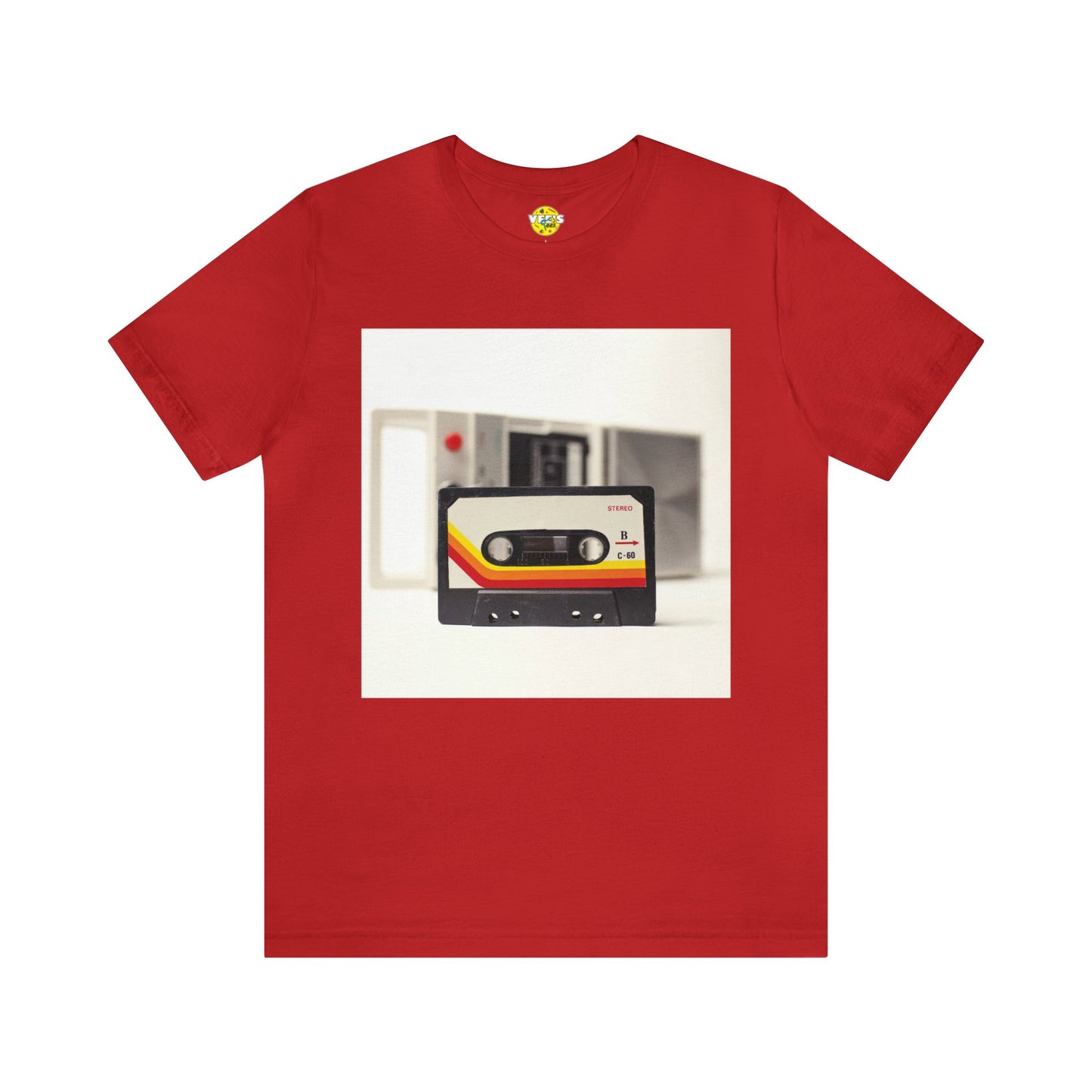 Retro Handheld Cassette Player & Tape Short Sleeve T-Shirt - Vintage Music Lover Tee, Nostalgic Graphic Shirt