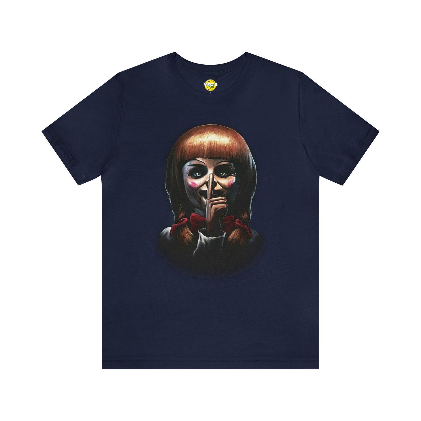 Halloween Annabelle Short Sleeve T-Shirt - Creepy Doll Horror Movie Tee, Haunting Graphic Shirt