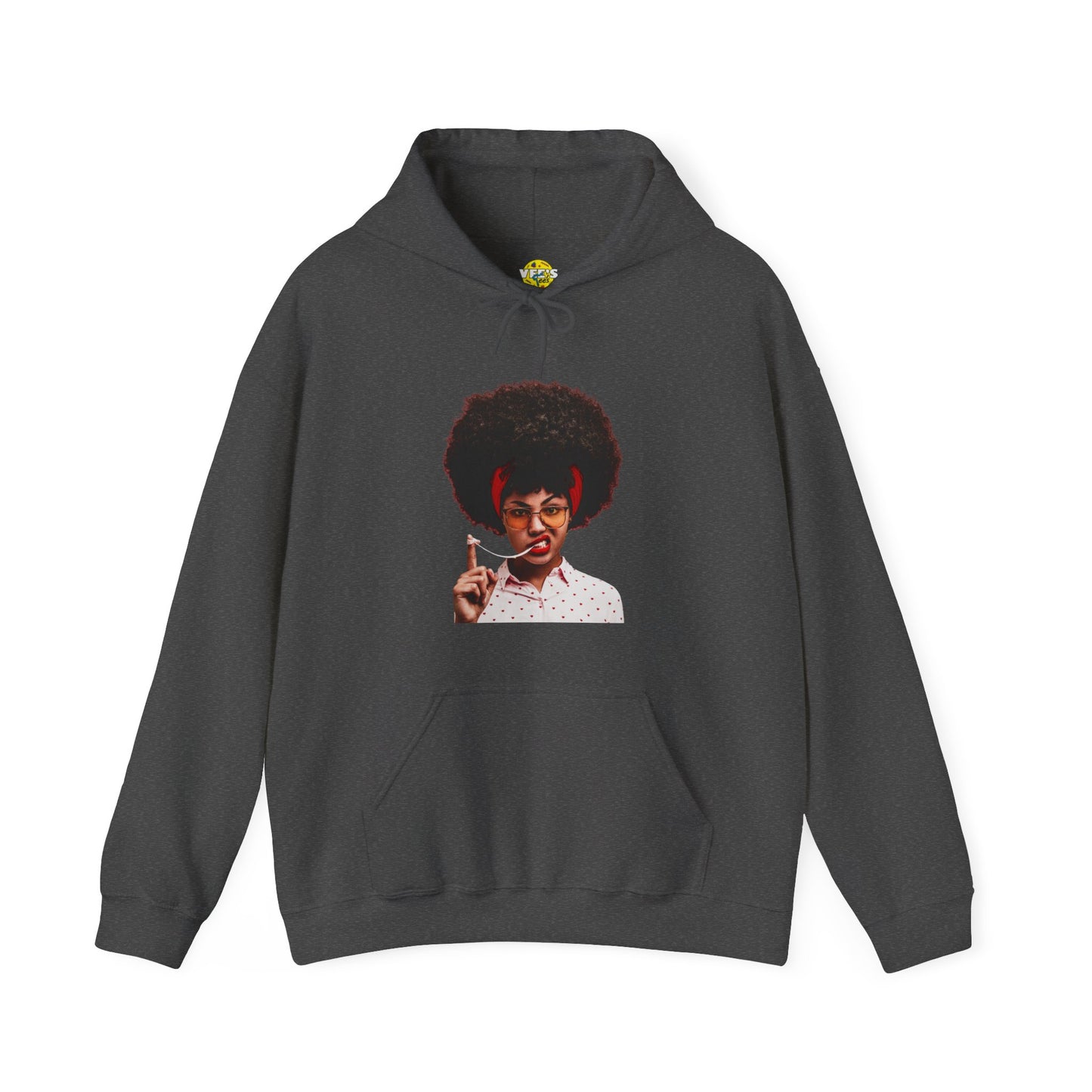 Cute Black Woman Afro Gum Hoodie, Unique Natural Hair Black Girl Magic Sweatshirt, Joyful African American Woman Playful Natural Hair Hoodie