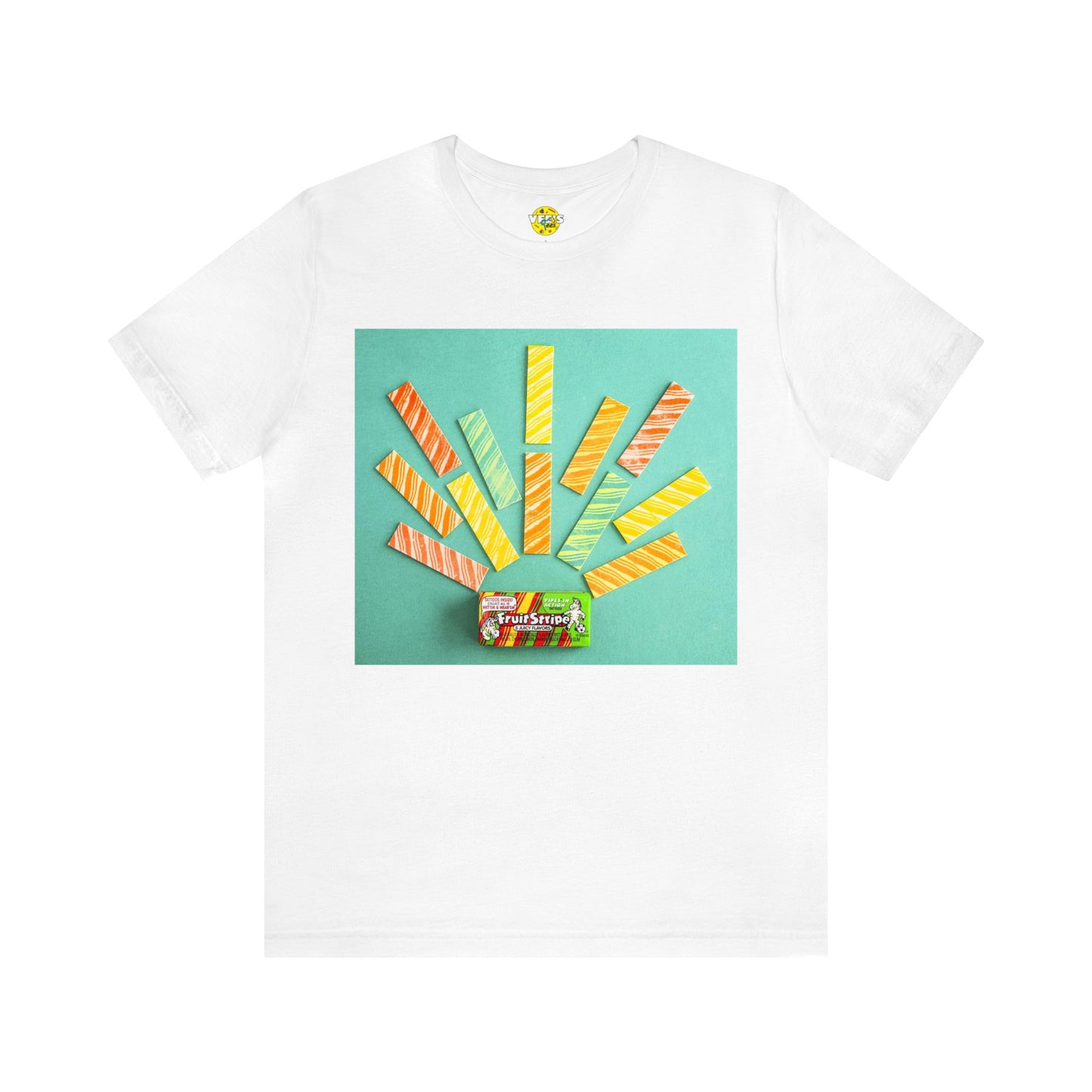 90s Nostalgia Fruit Stripe Gum Design Tshirt, Yikes the Zebra Retro Stripe Tee