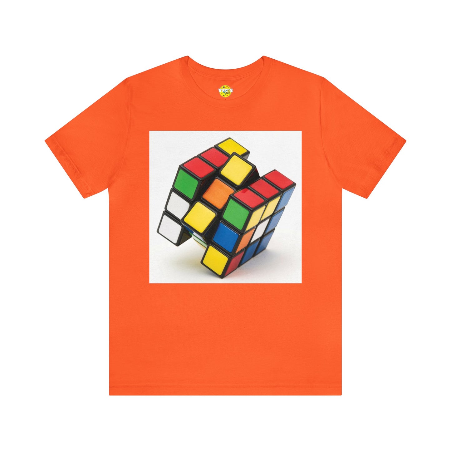 Retro Rubik's Cube Short Sleeve T-Shirt White Background - 80s Puzzle Lover Tee, Nostalgic Graphic Shirt