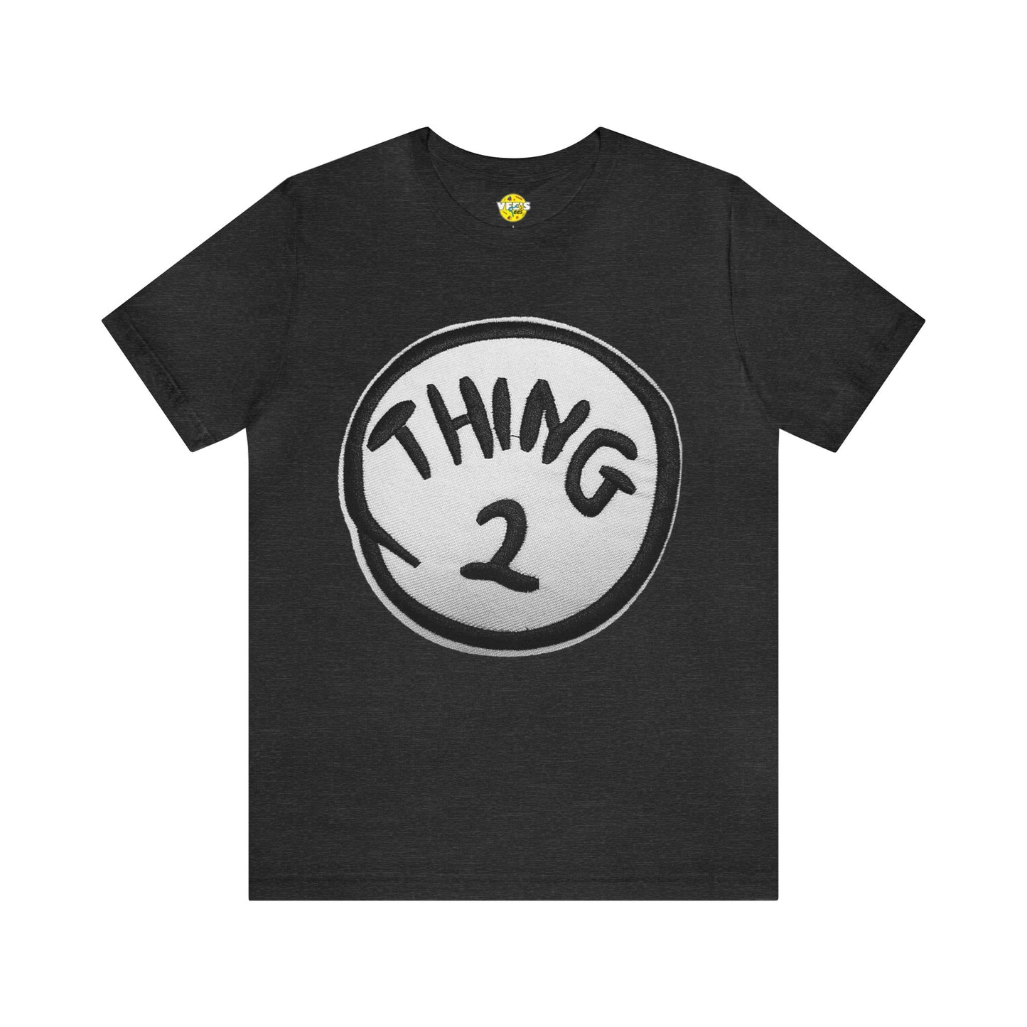 Thing 2 Playful Circle Graphic Vibes Tee - Cat in the Hat Seuss Fan Fashion TShirt - Valentines Day Childrens Book Companion Shirt