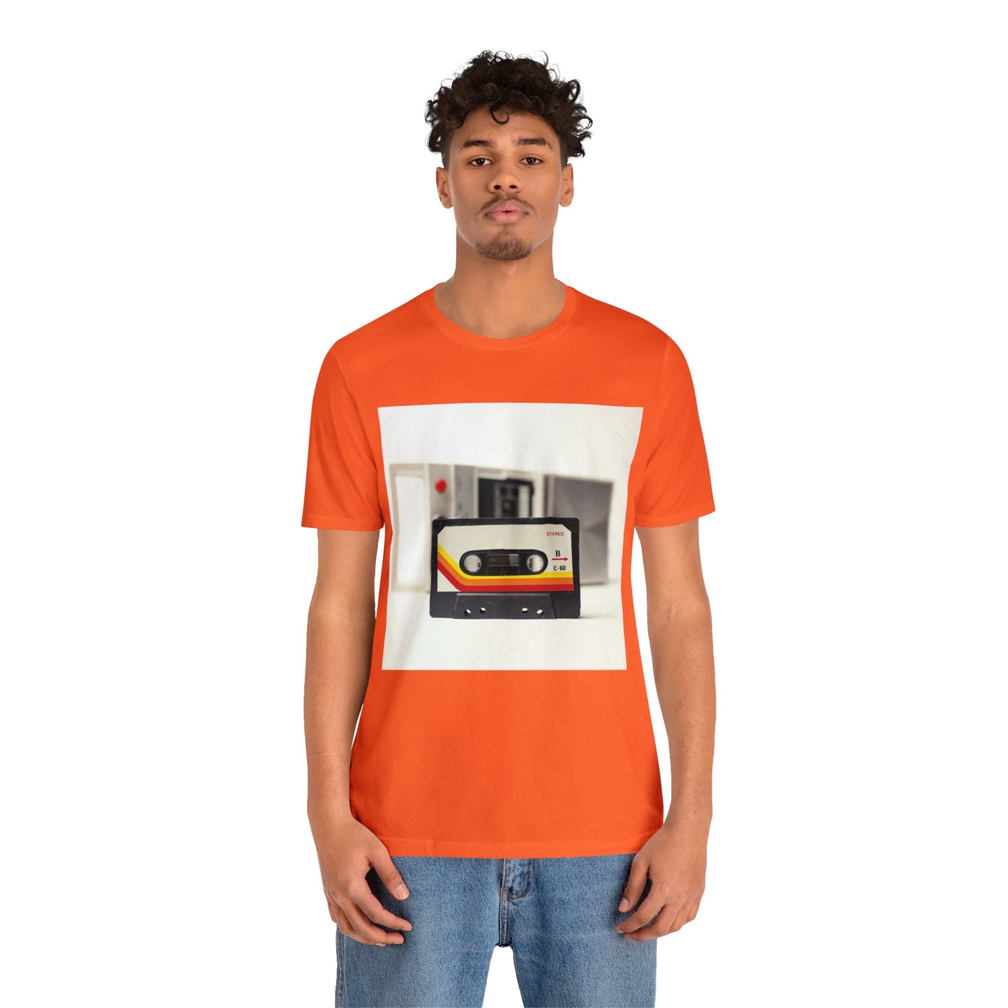 Retro Handheld Cassette Player & Tape Short Sleeve T-Shirt - Vintage Music Lover Tee, Nostalgic Graphic Shirt