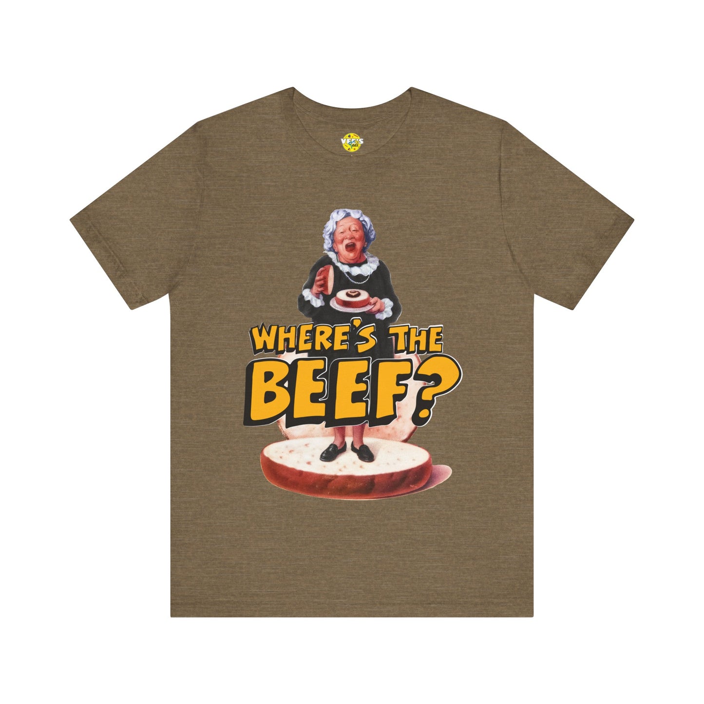 Little Old Lady - Where's the Beef? Nostalgic Design Fast Food Slogan TShirt