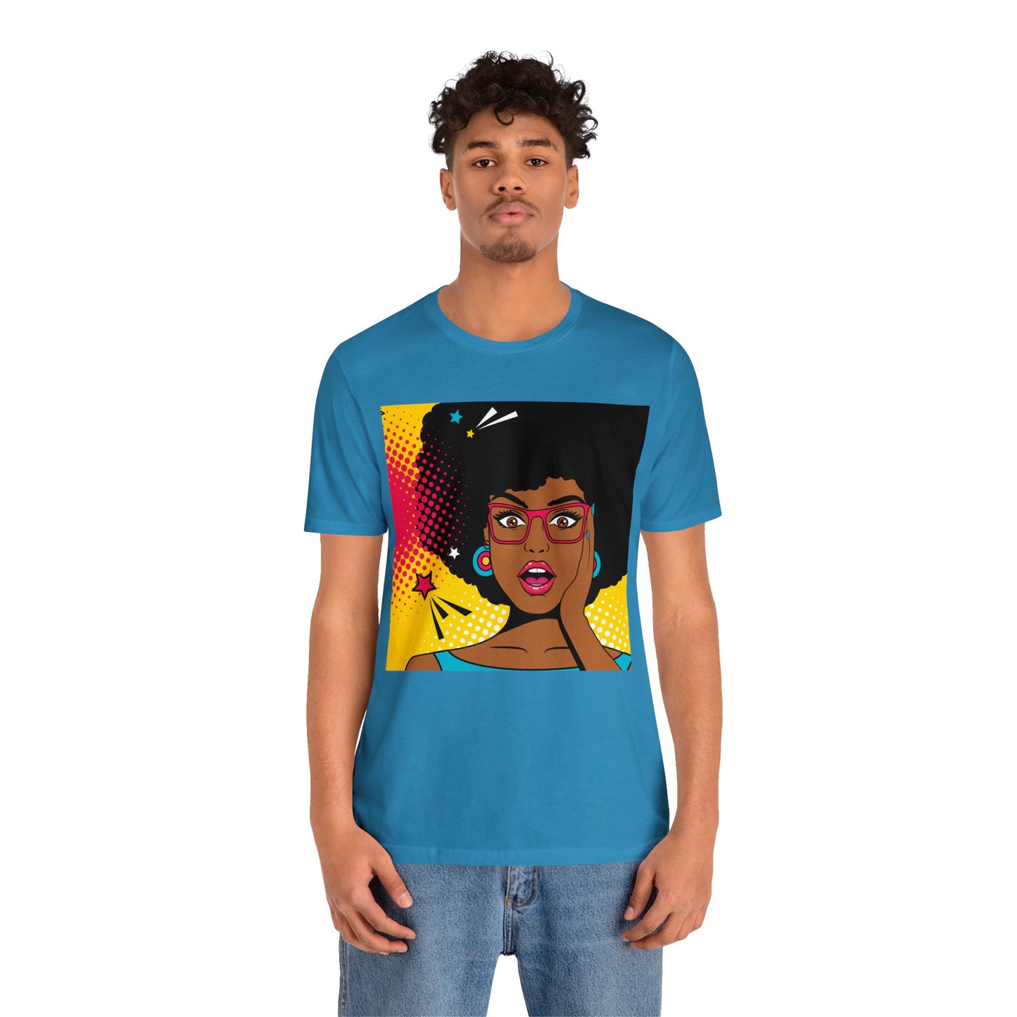 Surprised Melanated Queen Pop Art Short Sleeve T-Shirt - Empowering Graphic Tee, Diverse Art Fashion