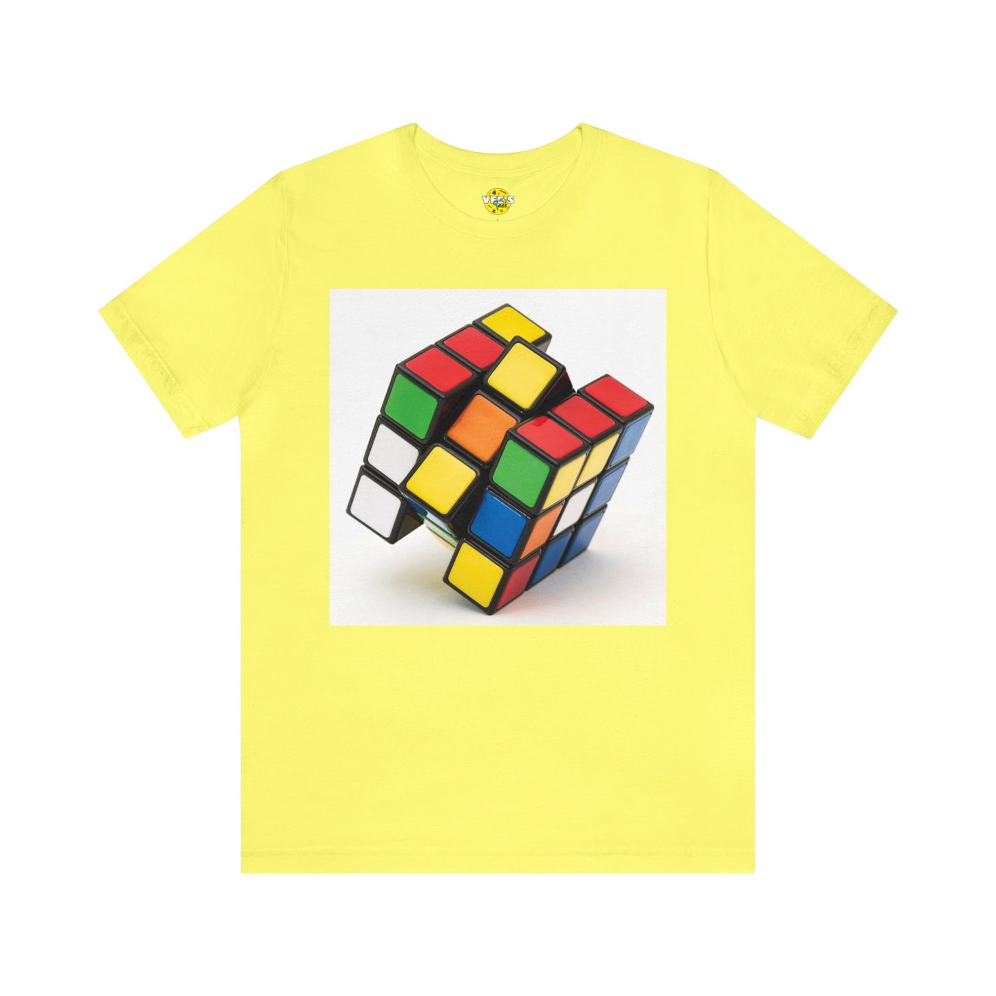 Retro Rubik's Cube Short Sleeve T-Shirt White Background - 80s Puzzle Lover Tee, Nostalgic Graphic Shirt