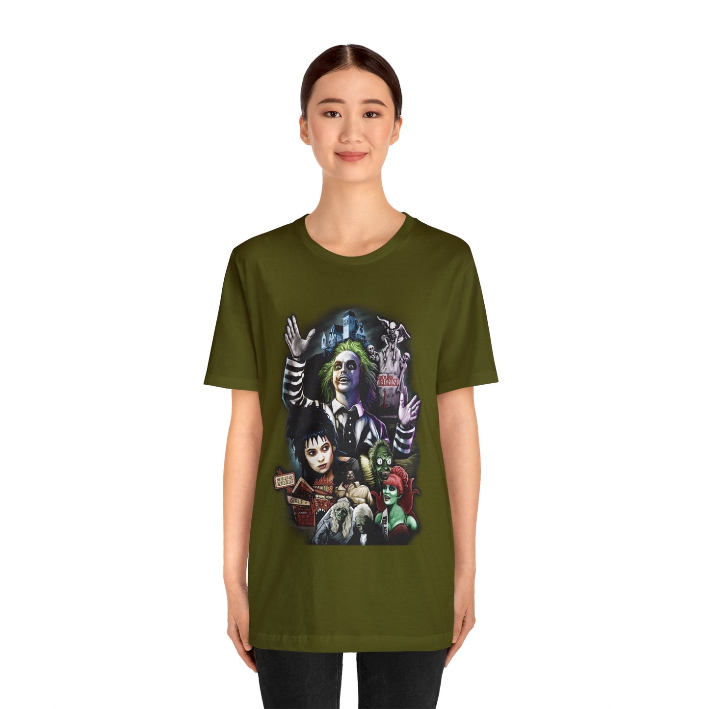 Halloween Beetlejuice Poster Art Short Sleeve T-Shirt - Retro Movie Fan Tee, Classic Tim Burton Film Graphic Shirt