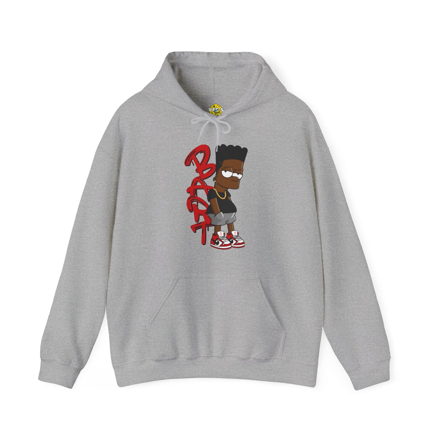 Black Bart Simpson Hoodie - Red, Urban Streetwear, Vintage Cartoon Sweatshirt, Hip Hop Inspired, 90s Nostalgia