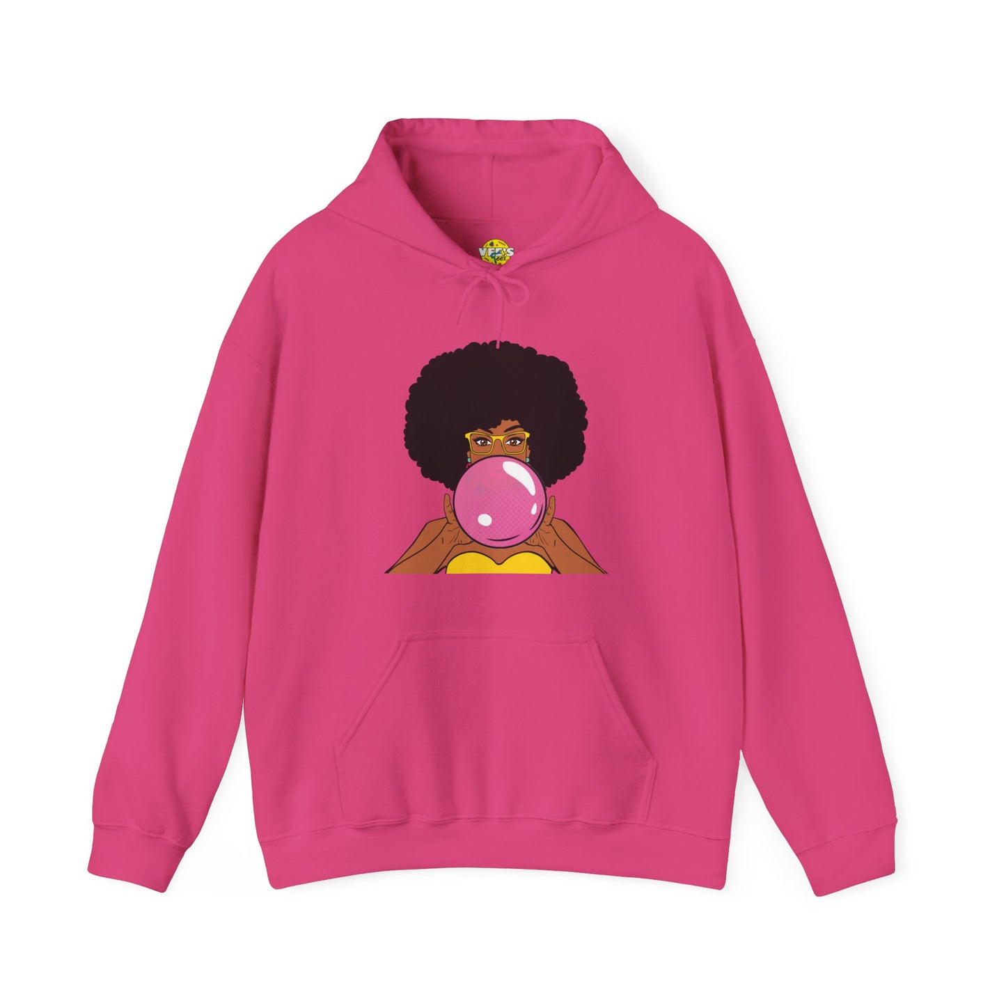 Afro Bubble Pop Art Hoodie, Unique Natural Hair Black Girl Magic Sweatshirt, Joyful African American Woman Playful Illustration Shirt