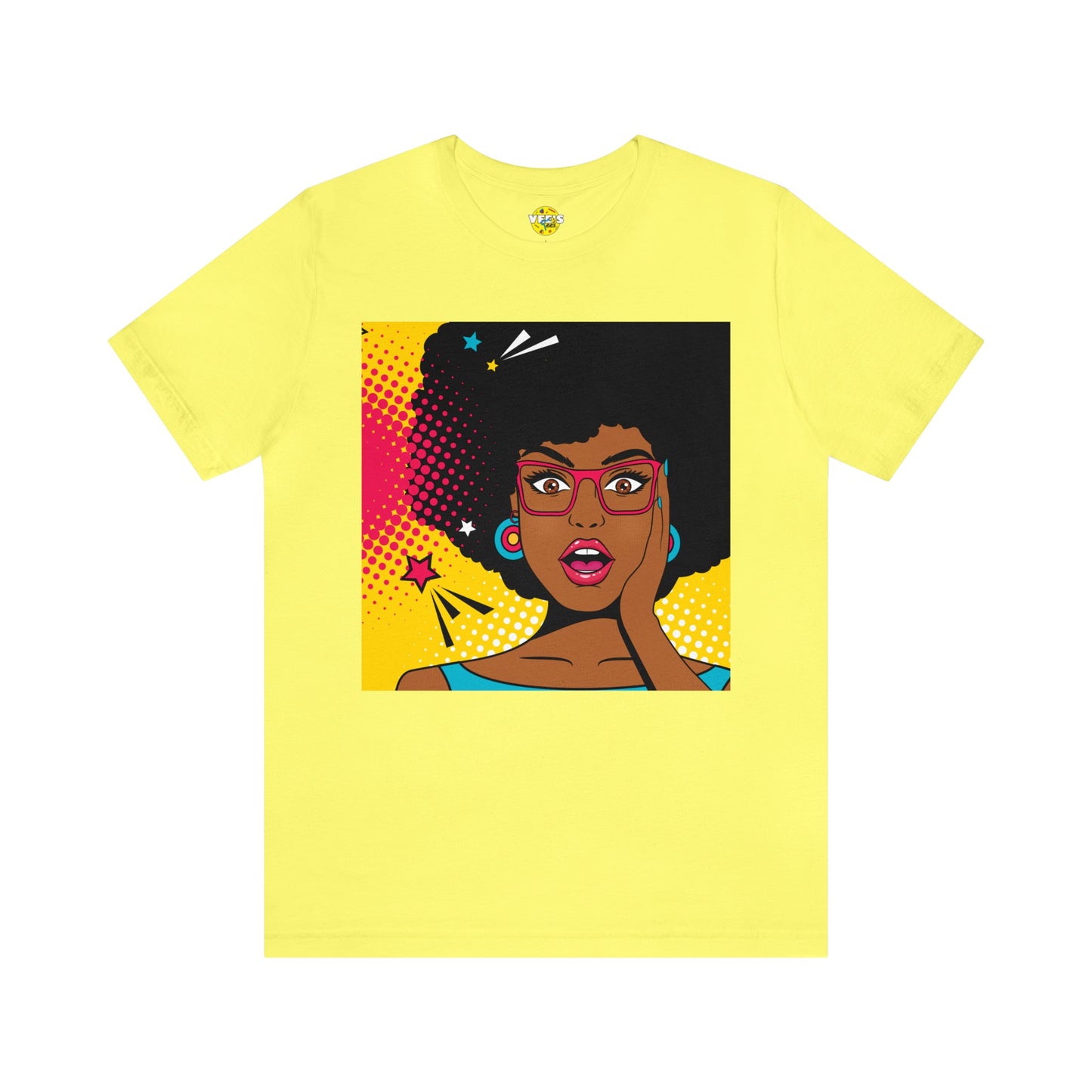 Surprised Melanated Queen Pop Art Short Sleeve T-Shirt - Empowering Graphic Tee, Diverse Art Fashion