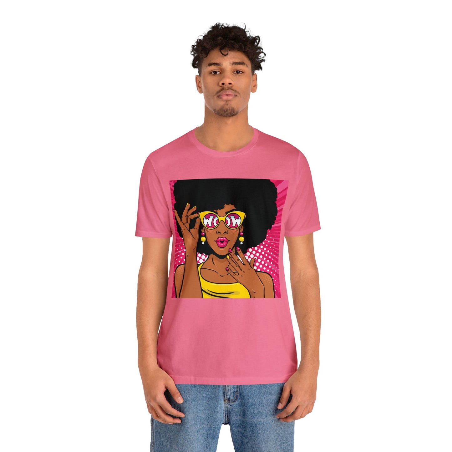 Pop Art Melanated Queen with Sunglasses Short Sleeve T-Shirt - Empowering Graphic Tee, Diverse Art Fashion