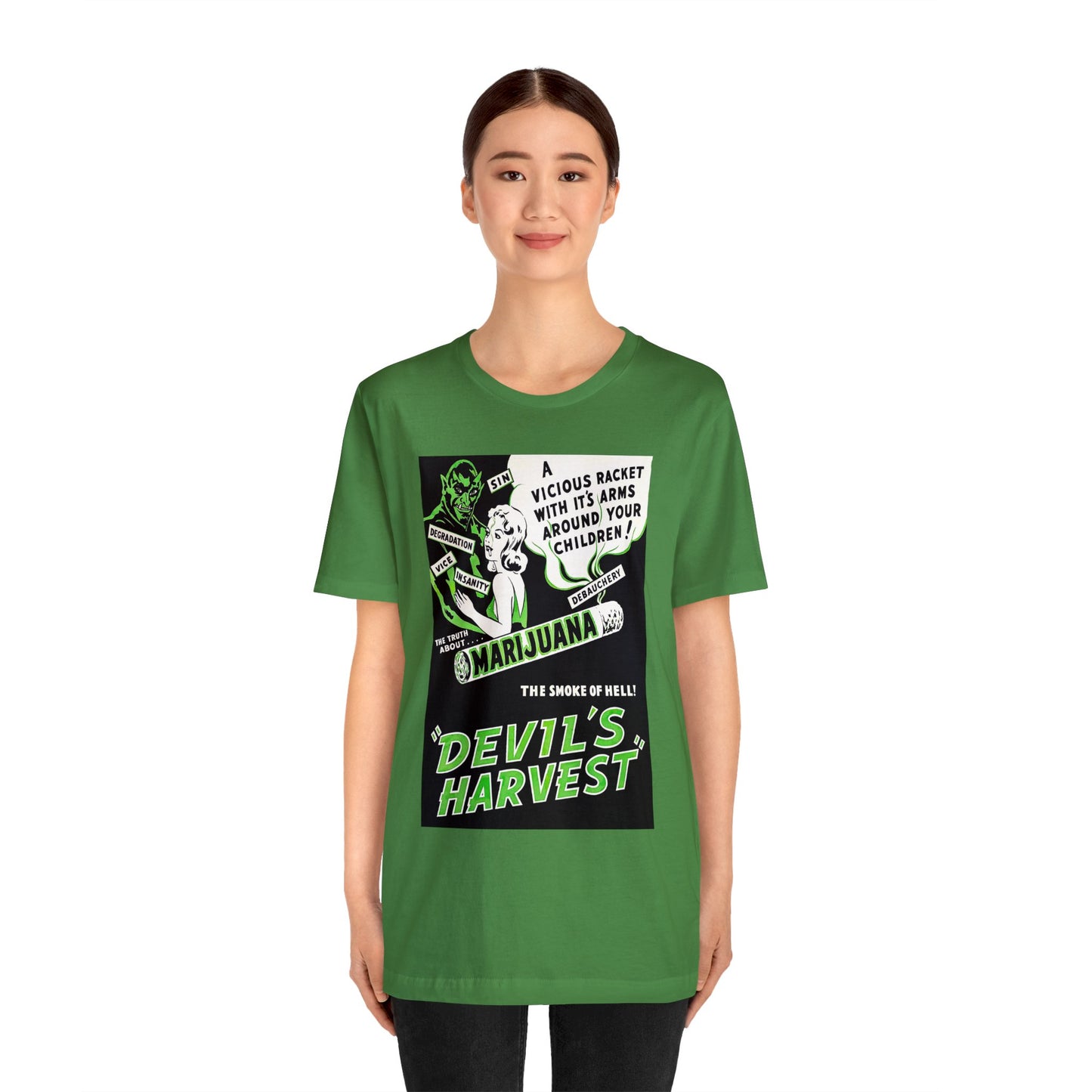 Vintage Reefer Madness 'Devil's Harvest' Movie Poster Short Sleeve T-Shirt - Retro Cult Classic Tee