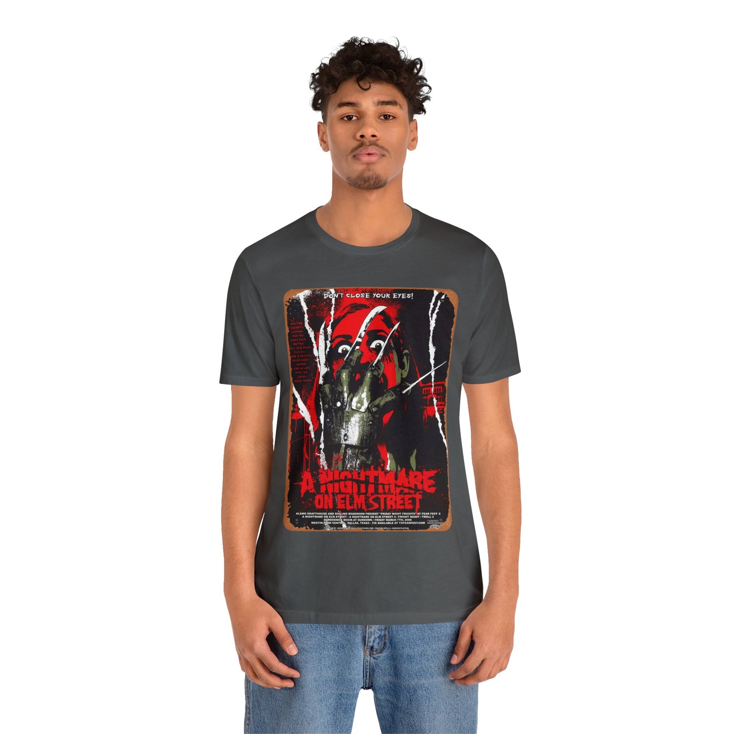 Halloween, A Nightmare on Elm Street Vintage Movie Poster Short Sleeve T-Shirt - Classic Horror Tee, 80s Film Graphic Shirt