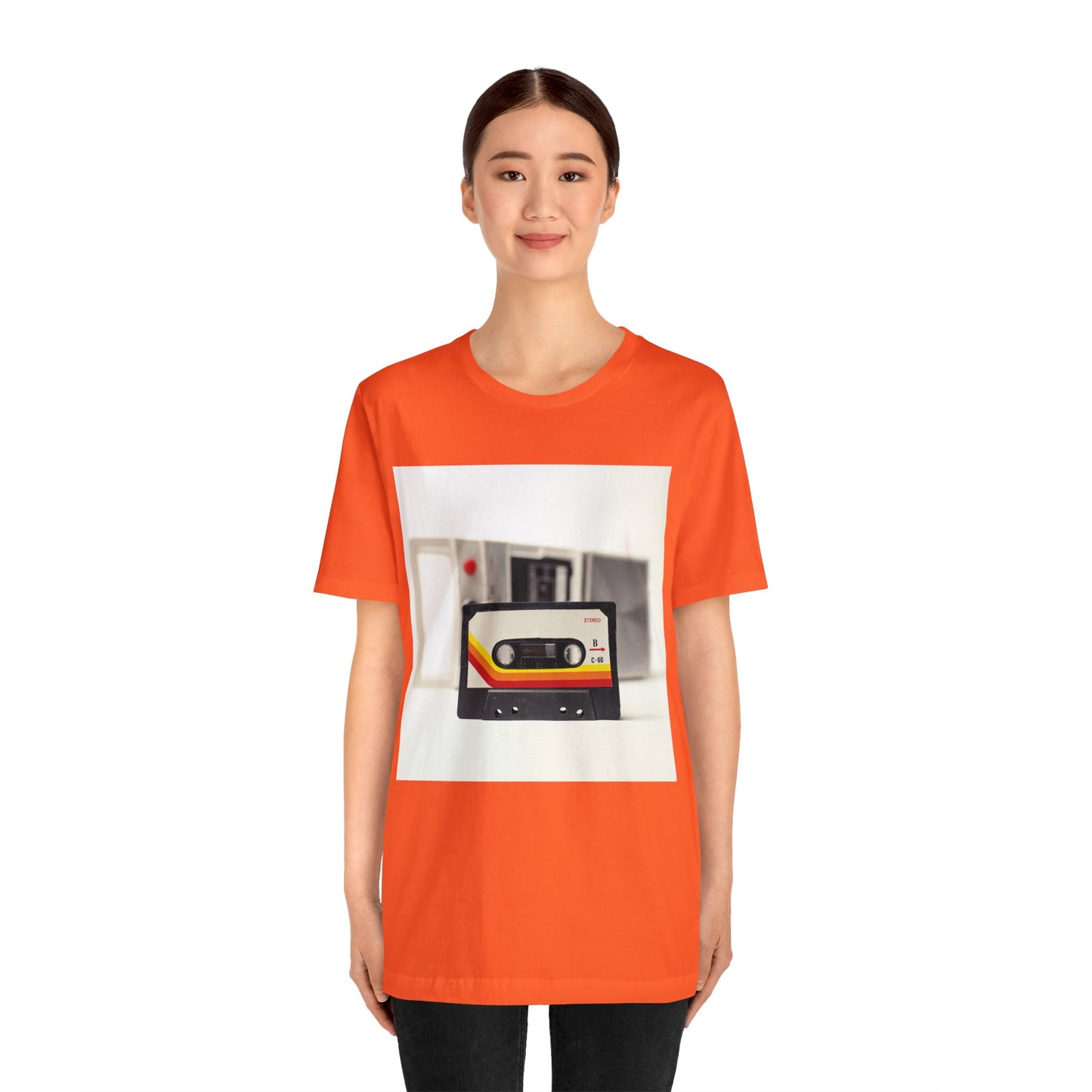 Retro Handheld Cassette Player & Tape Short Sleeve T-Shirt - Vintage Music Lover Tee, Nostalgic Graphic Shirt