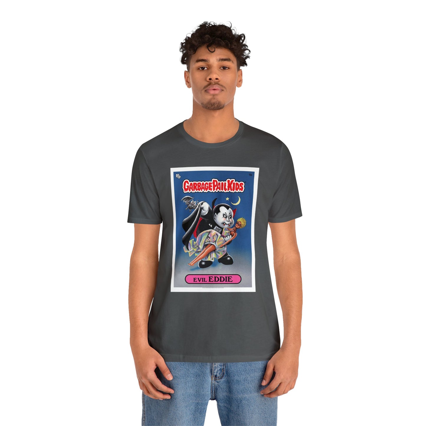 Halloween Garbage Pail Kids Evil Eddie Short Sleeve T-Shirt - Retro Sticker Art Tee, Vintage 80s Graphic Shirt