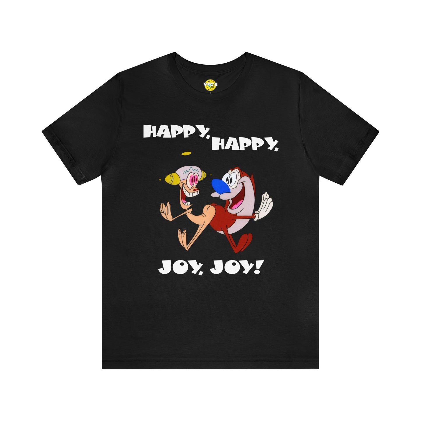 Ren and Stimpy Happy Happy Joy Joy Short Sleeve TShirt - 90s Retro Cartoon Tee