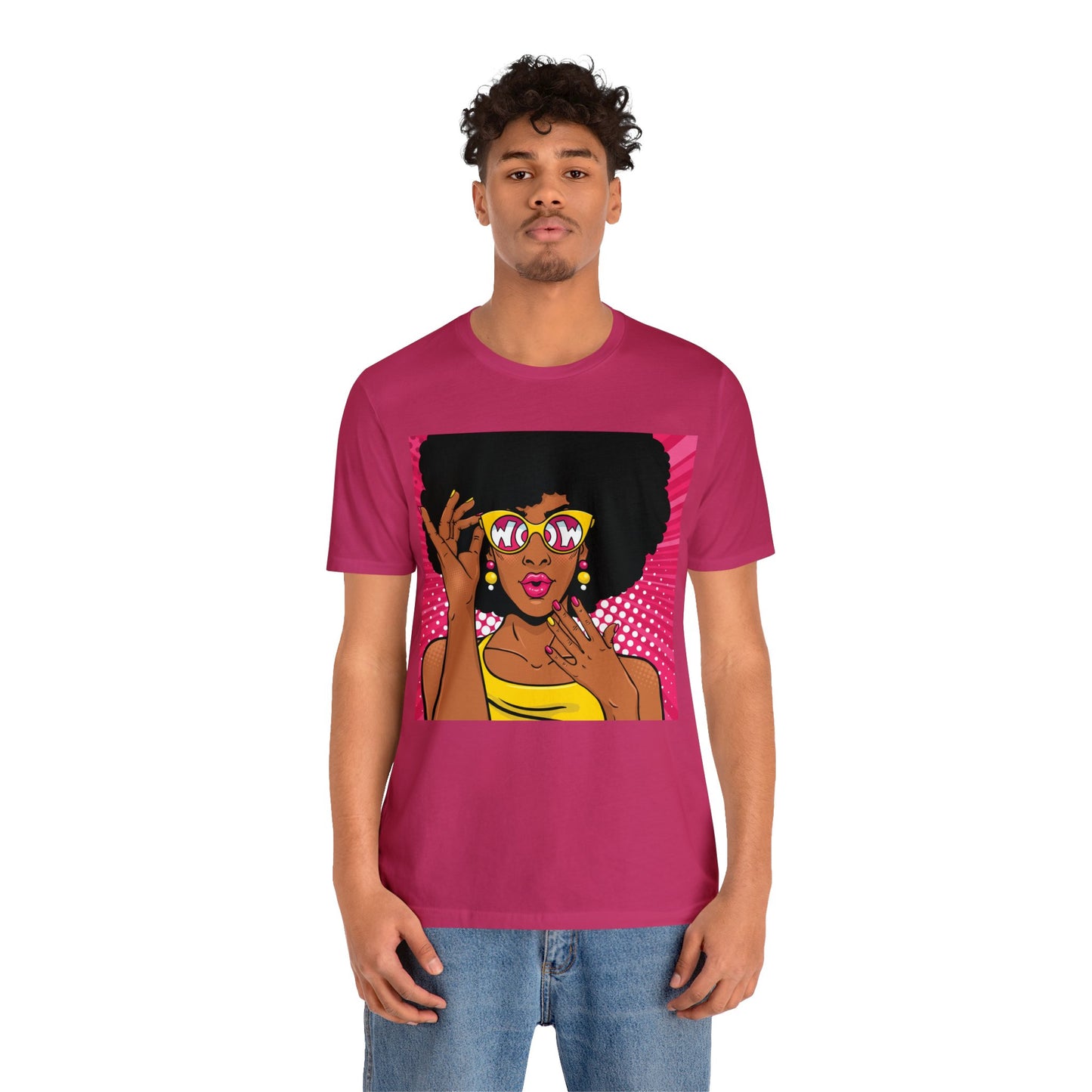 Pop Art Melanated Queen with Sunglasses Short Sleeve T-Shirt - Empowering Graphic Tee, Diverse Art Fashion