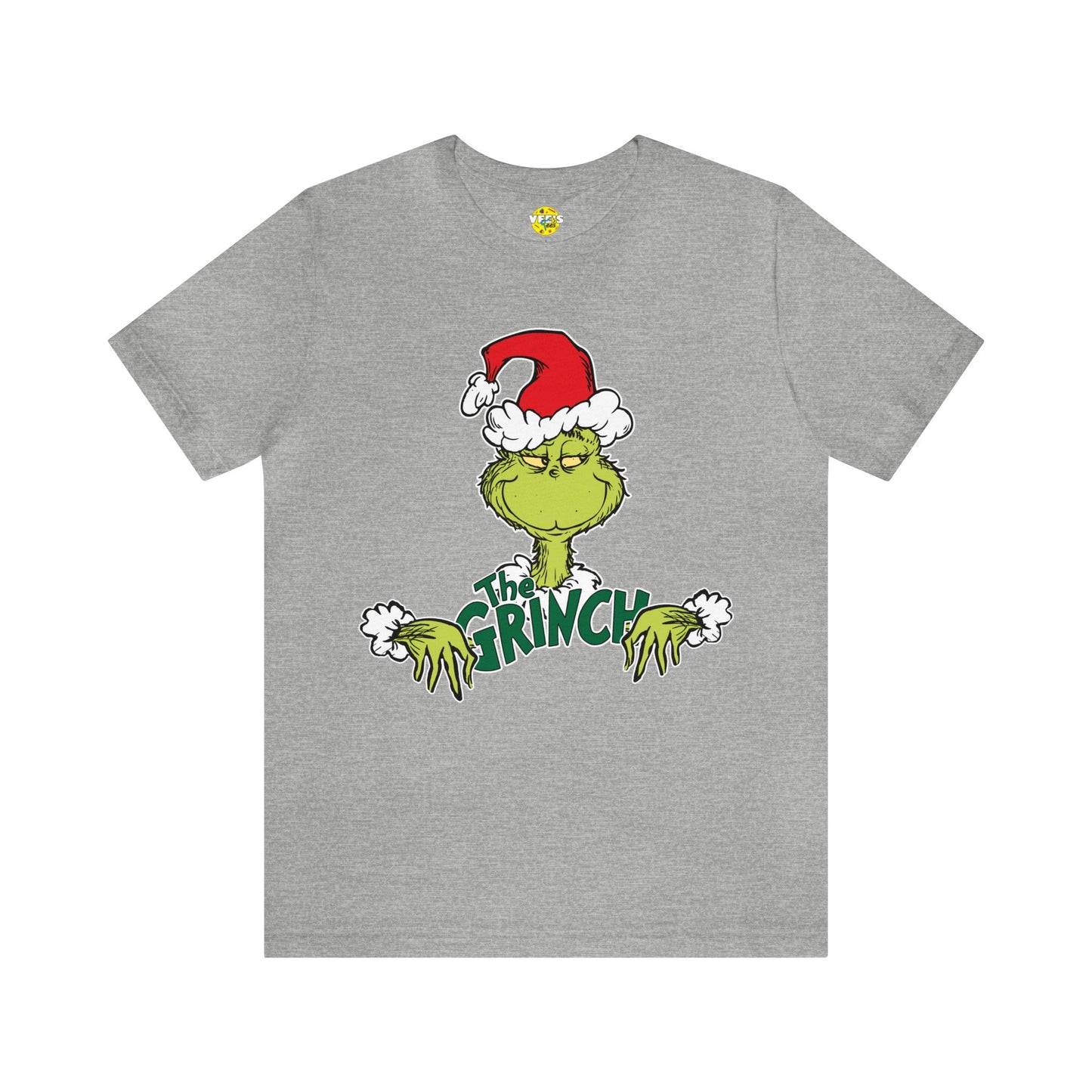 Festive Grinch Face Short Sleeve T-Shirt for a Whoville-Worthy Holiday Season