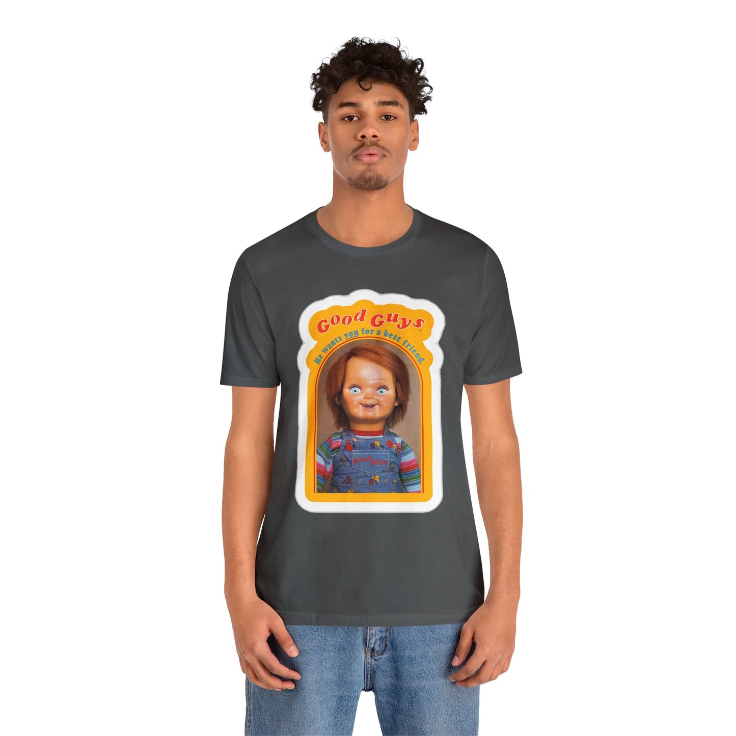 Halloween Chucky's Good Guy Doll Card Short Sleeve T-Shirt - Horror Icon Tee, Classic Movie Graphic Shirt