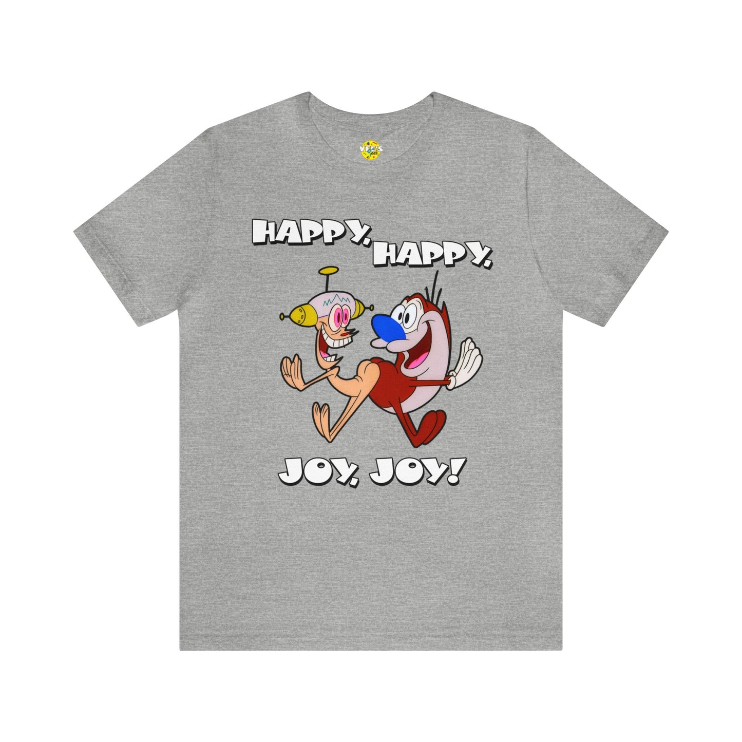 Ren and Stimpy Happy Happy Joy Joy Short Sleeve TShirt - 90s Retro Cartoon Tee