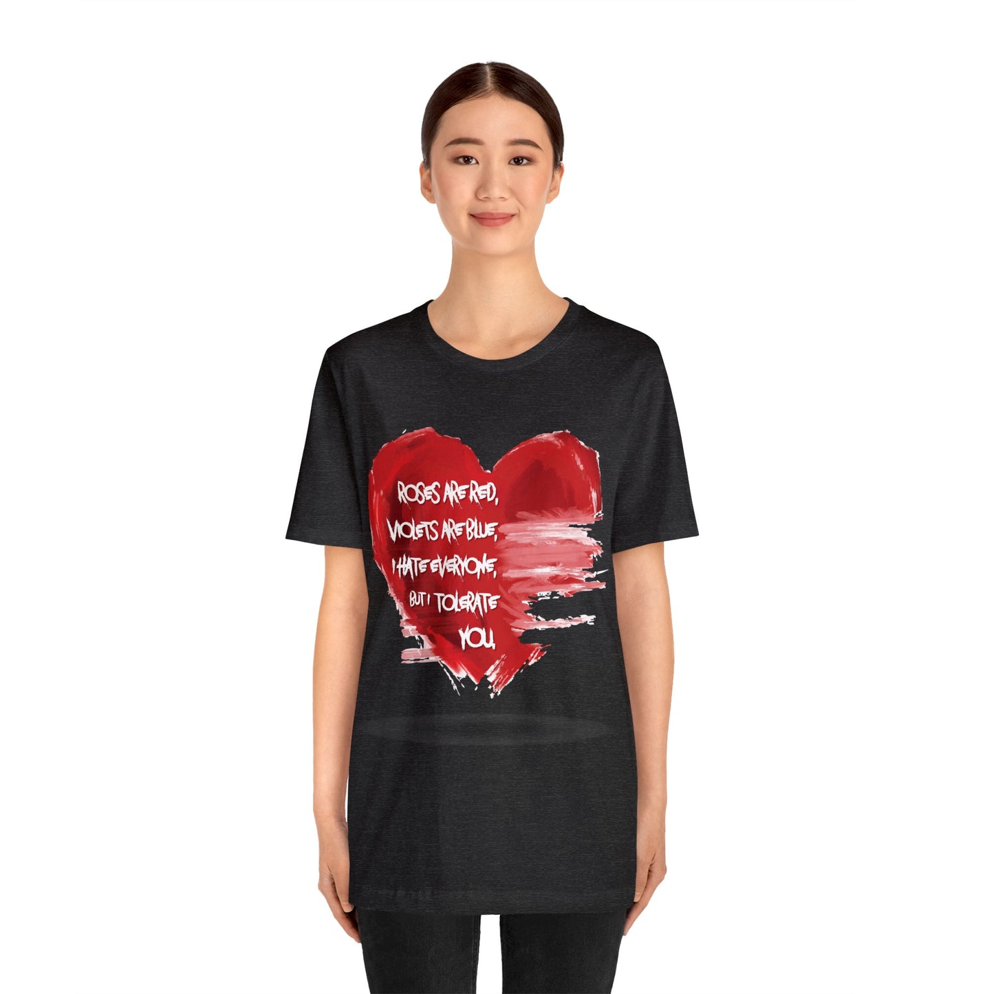 Grunge Heart Poetry Tee - Rebellious Anti-Valentines Day Tshirt - Edgy Unique Graphic Heart Illustration Shirt