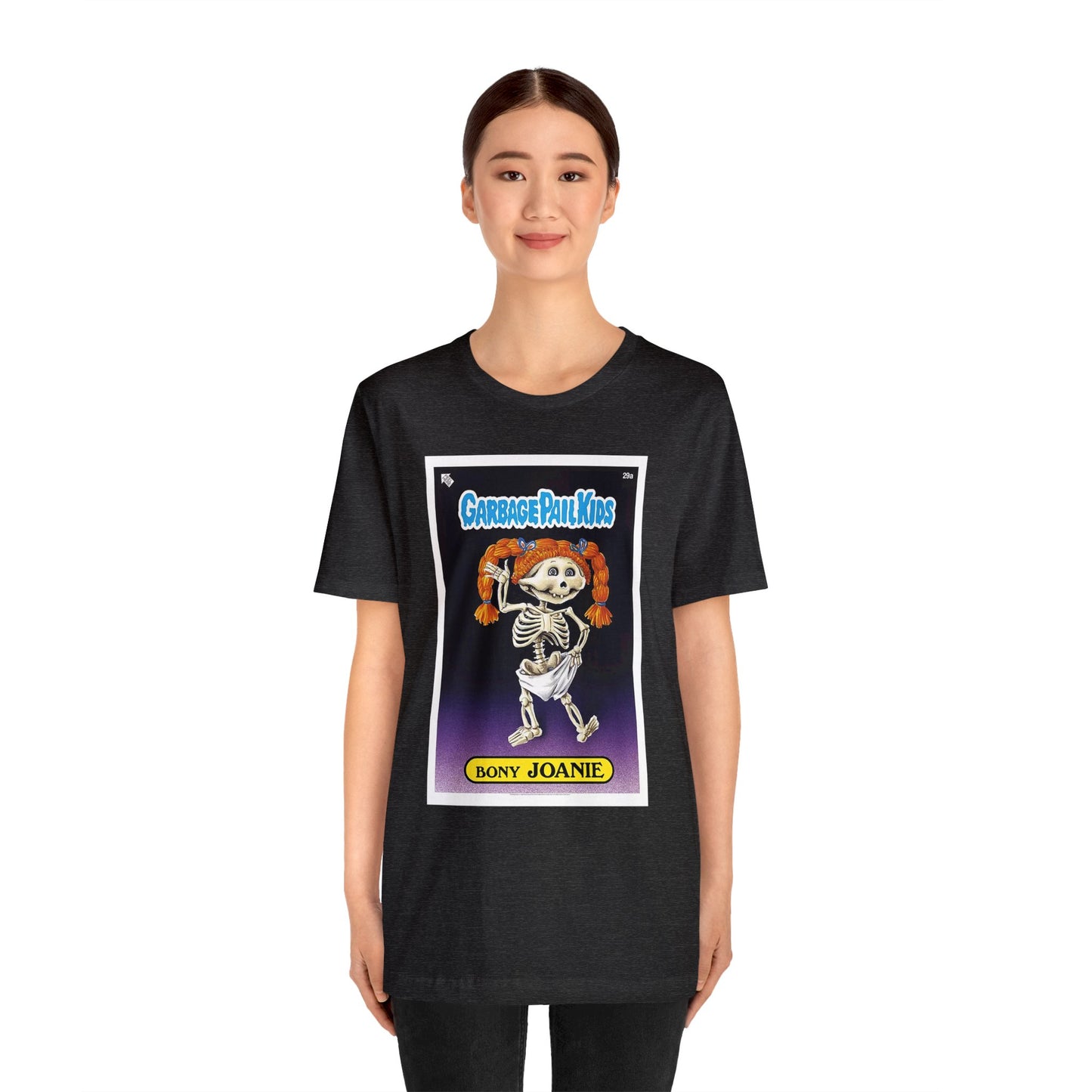 Halloween Garbage Pail Kids Bony Joanie Short Sleeve T-Shirt - Retro Sticker Art Tee, Vintage 80s Graphic Shirt